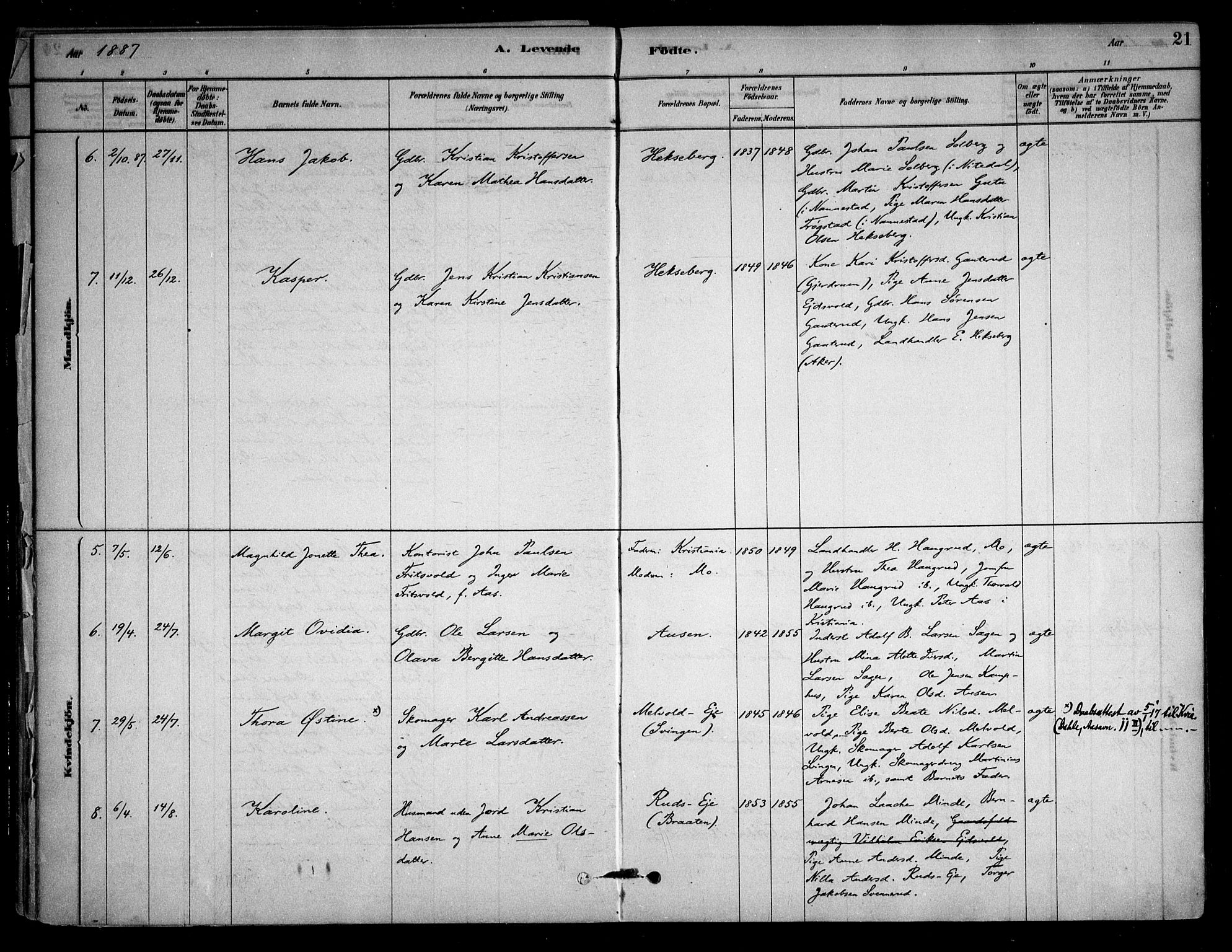 Sørum prestekontor Kirkebøker, AV/SAO-A-10303/F/Fb/L0001: Parish register (official) no. II 1, 1878-1915, p. 21