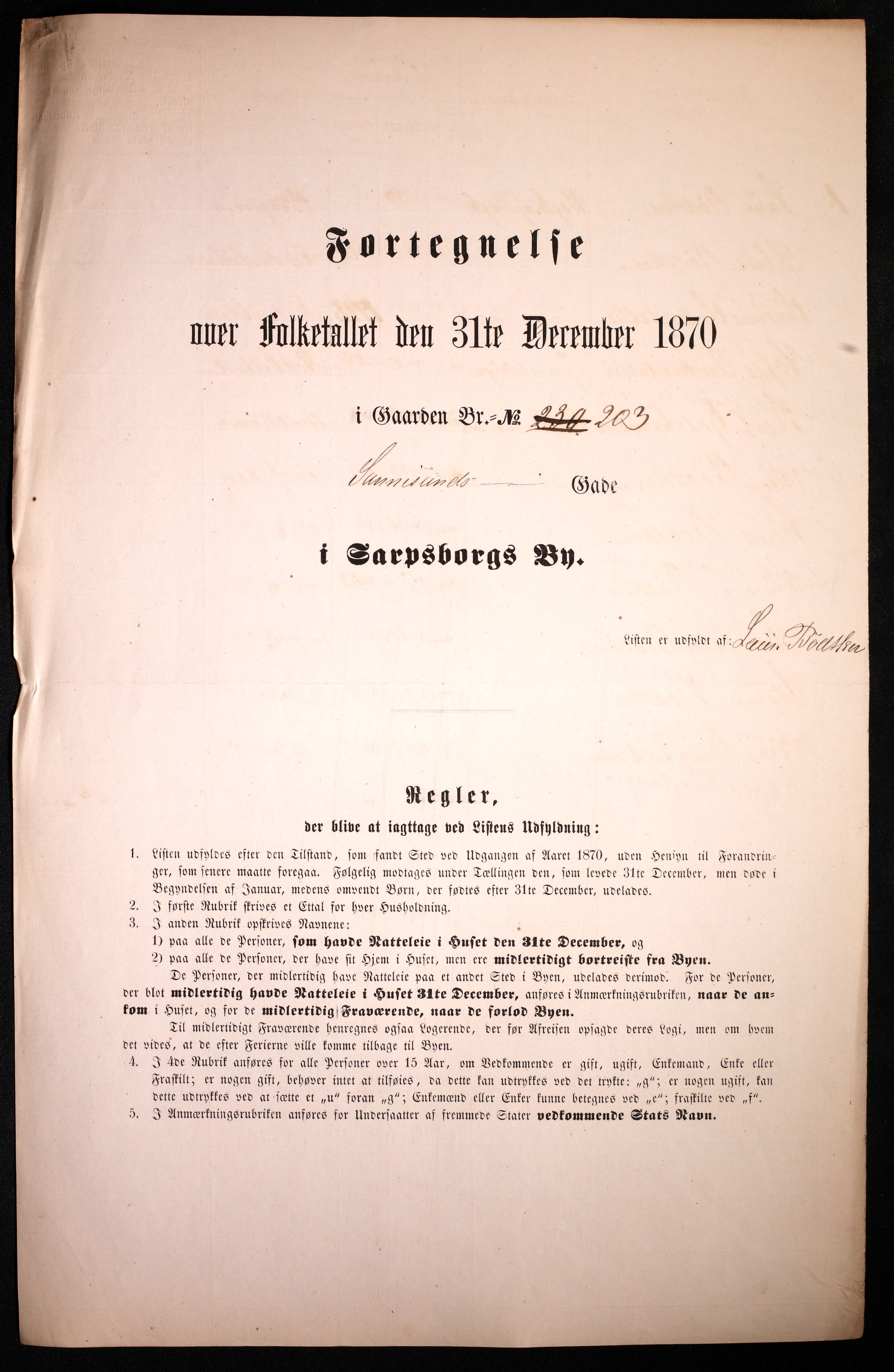 RA, 1870 census for 0102 Sarpsborg, 1870, p. 37