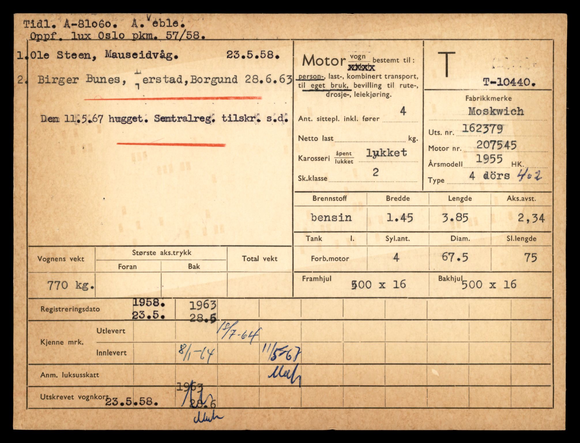 Møre og Romsdal vegkontor - Ålesund trafikkstasjon, AV/SAT-A-4099/F/Fe/L0020: Registreringskort for kjøretøy T 10351 - T 10470, 1927-1998, p. 2431