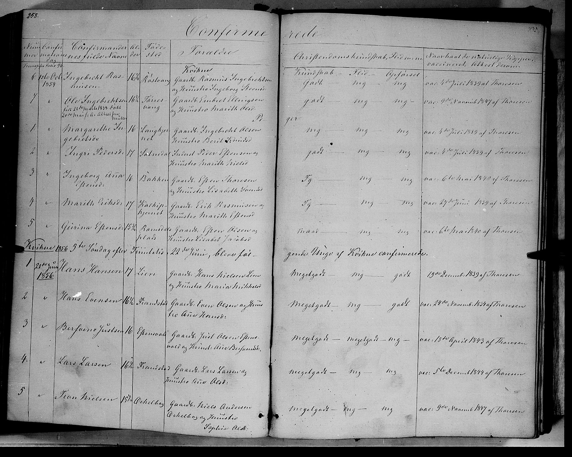 Kvikne prestekontor, SAH/PREST-064/H/Ha/Haa/L0005: Parish register (official) no. 5, 1841-1862, p. 258