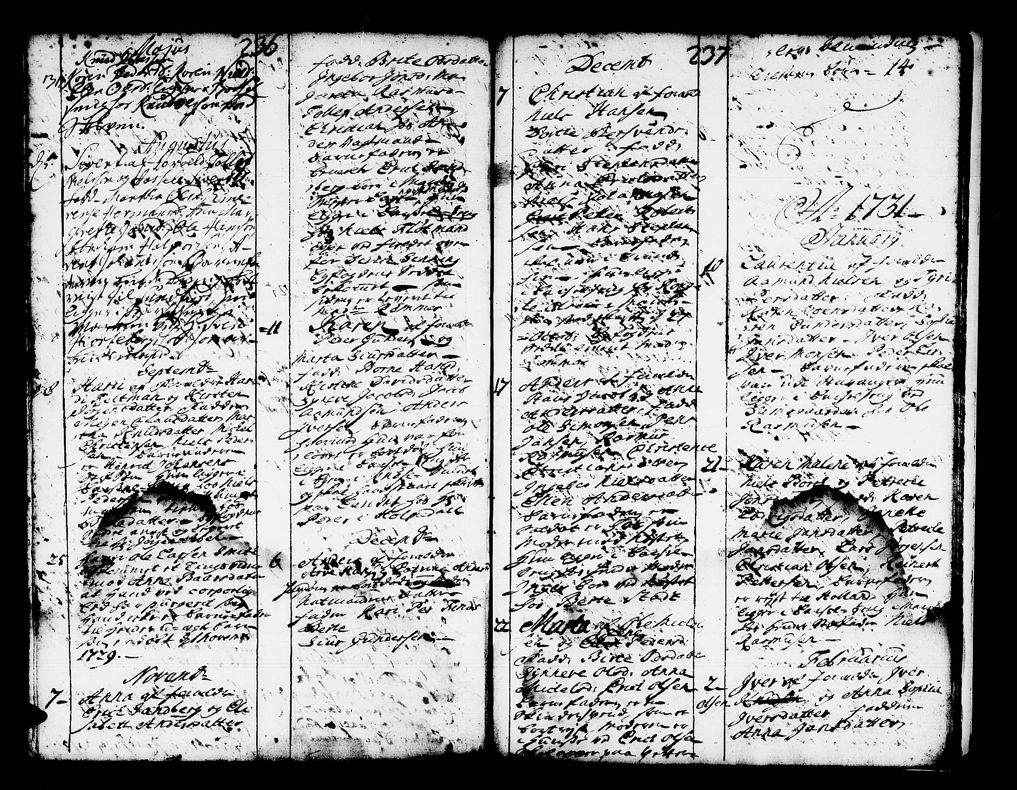 Domkirken sokneprestembete, SAB/A-74801/H/Haa/L0001: Parish register (official) no. A 1, 1719-1732, p. 236-237