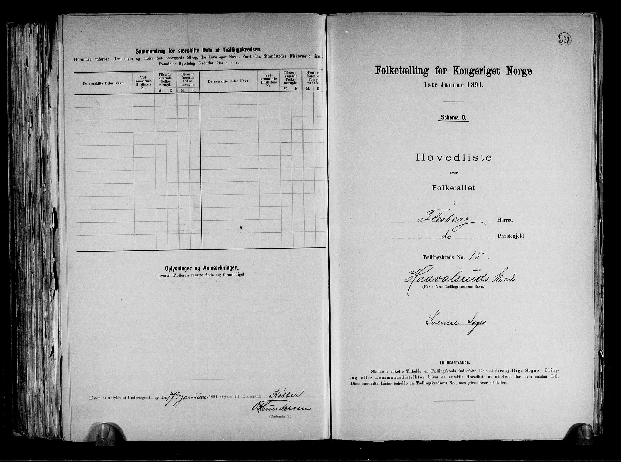 RA, 1891 census for 0631 Flesberg, 1891, p. 36