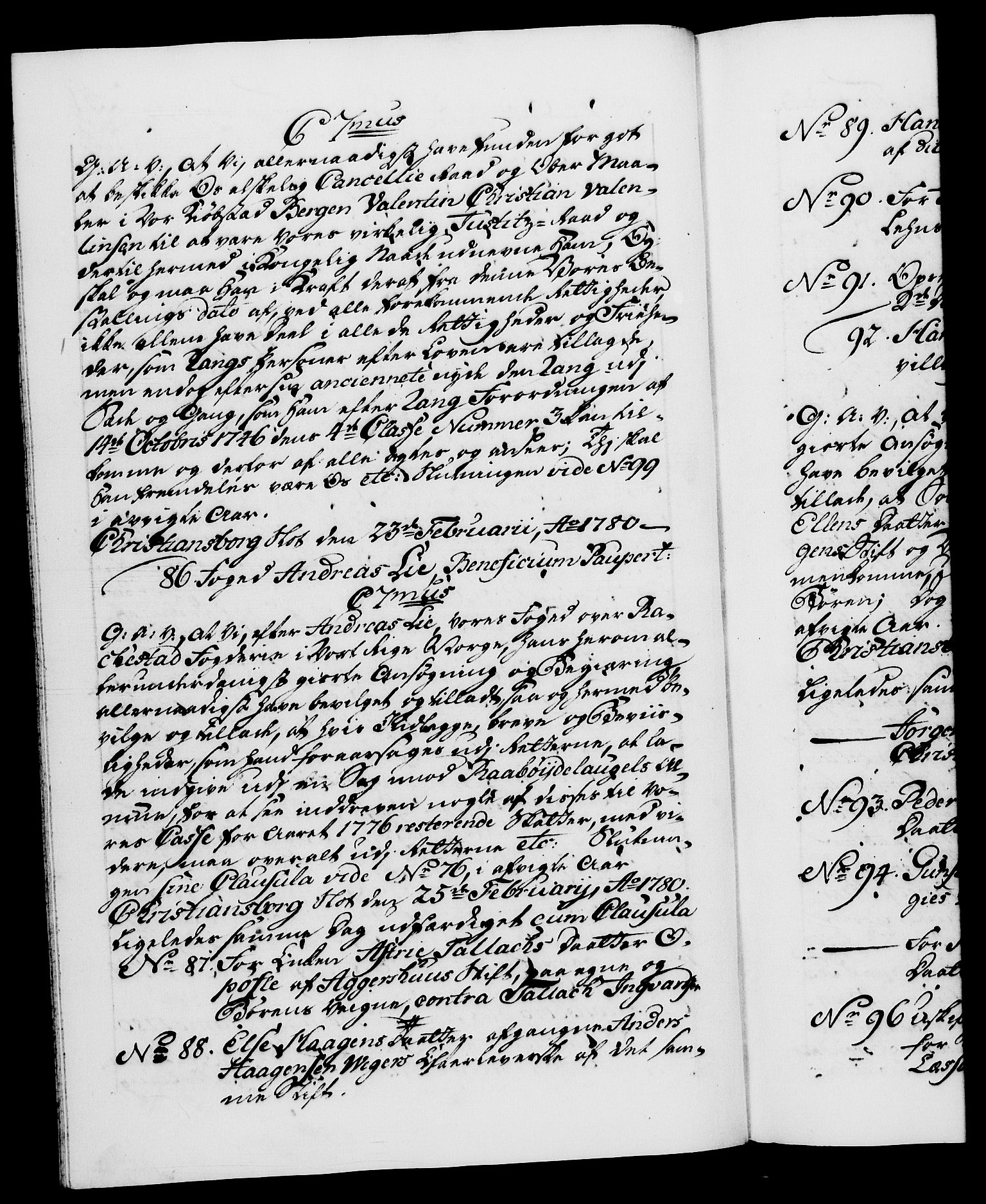 Danske Kanselli 1572-1799, RA/EA-3023/F/Fc/Fca/Fcaa/L0048: Norske registre, 1779-1781, p. 251b
