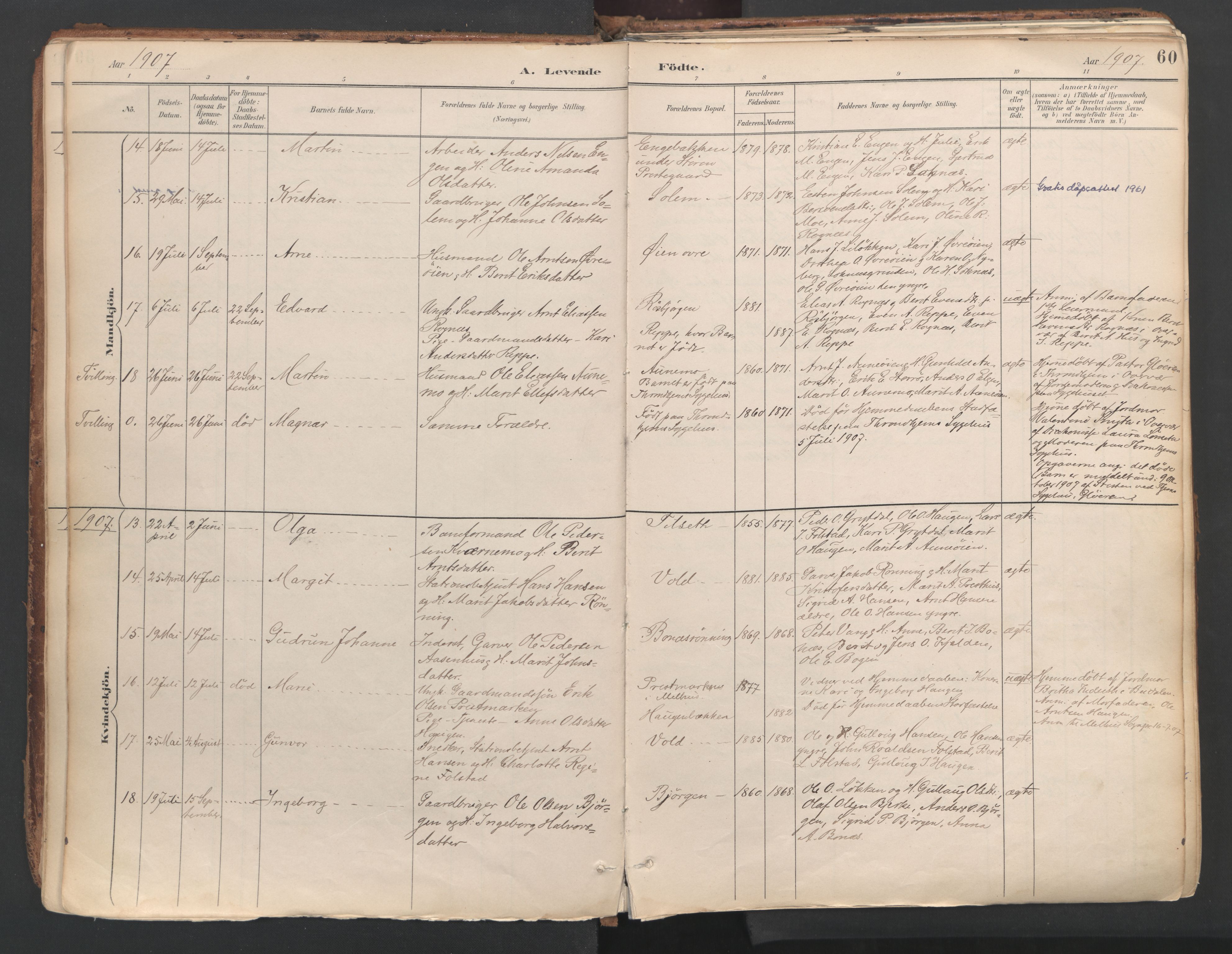 Ministerialprotokoller, klokkerbøker og fødselsregistre - Sør-Trøndelag, SAT/A-1456/687/L1004: Parish register (official) no. 687A10, 1891-1923, p. 60