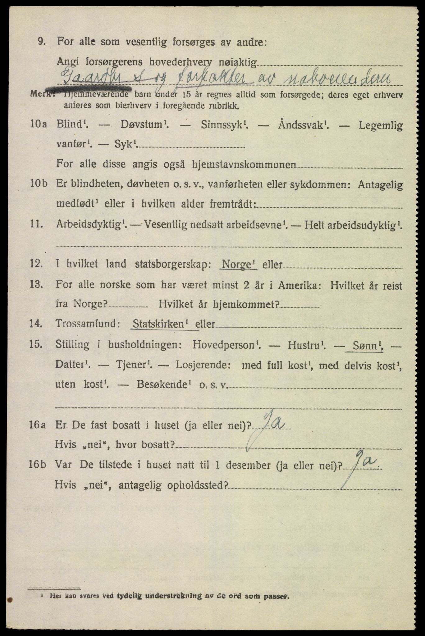 SAK, 1920 census for Lyngdal, 1920, p. 2400