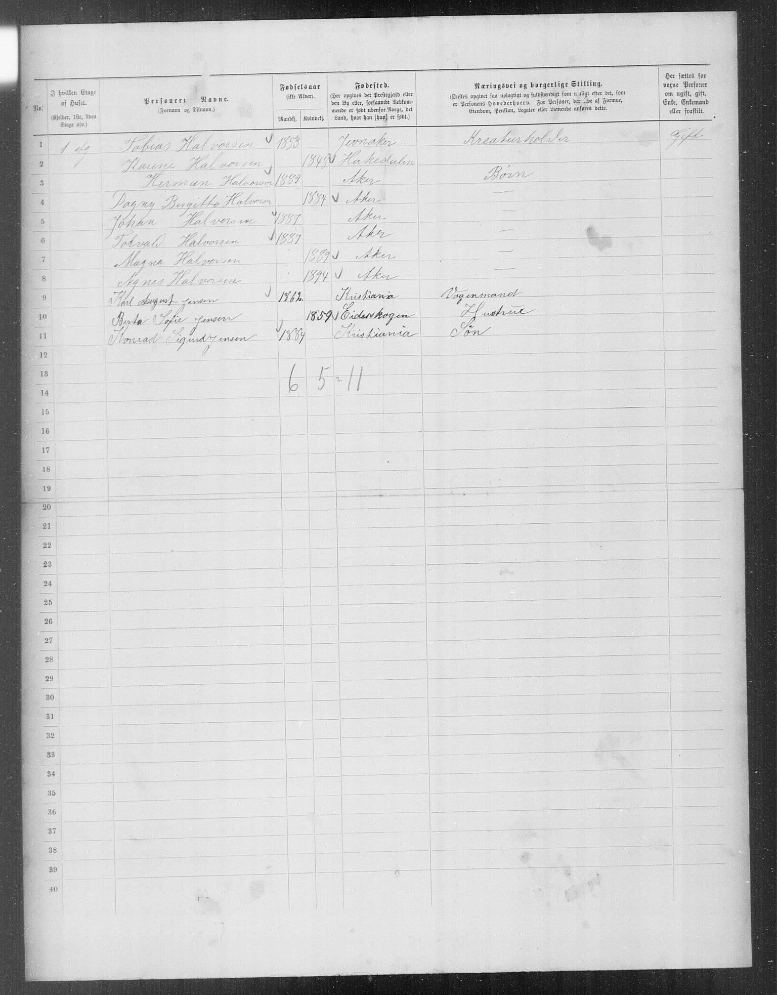 OBA, Municipal Census 1899 for Kristiania, 1899, p. 11462