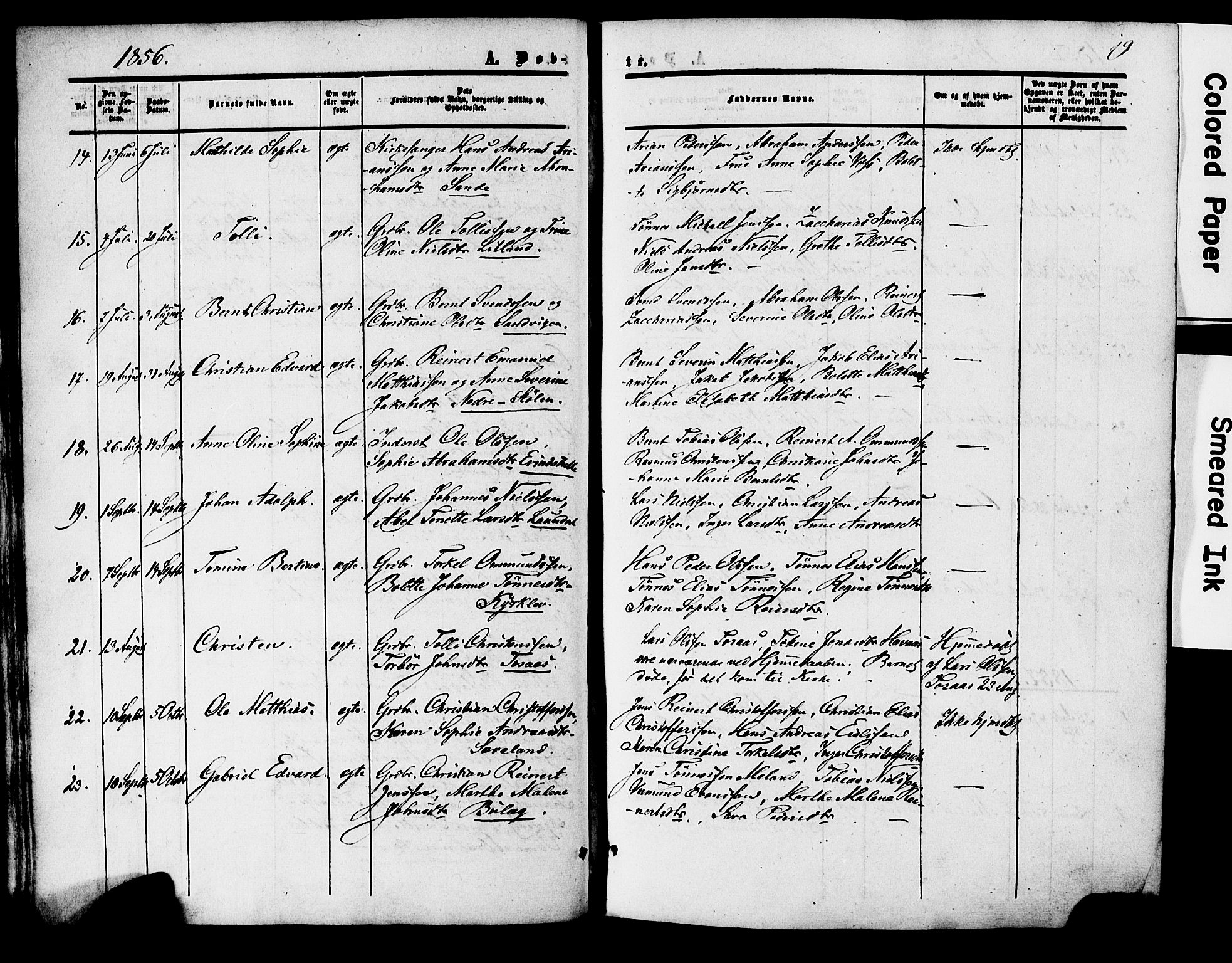 Herad sokneprestkontor, AV/SAK-1111-0018/F/Fa/Faa/L0005: Parish register (official) no. A 5, 1853-1886, p. 19