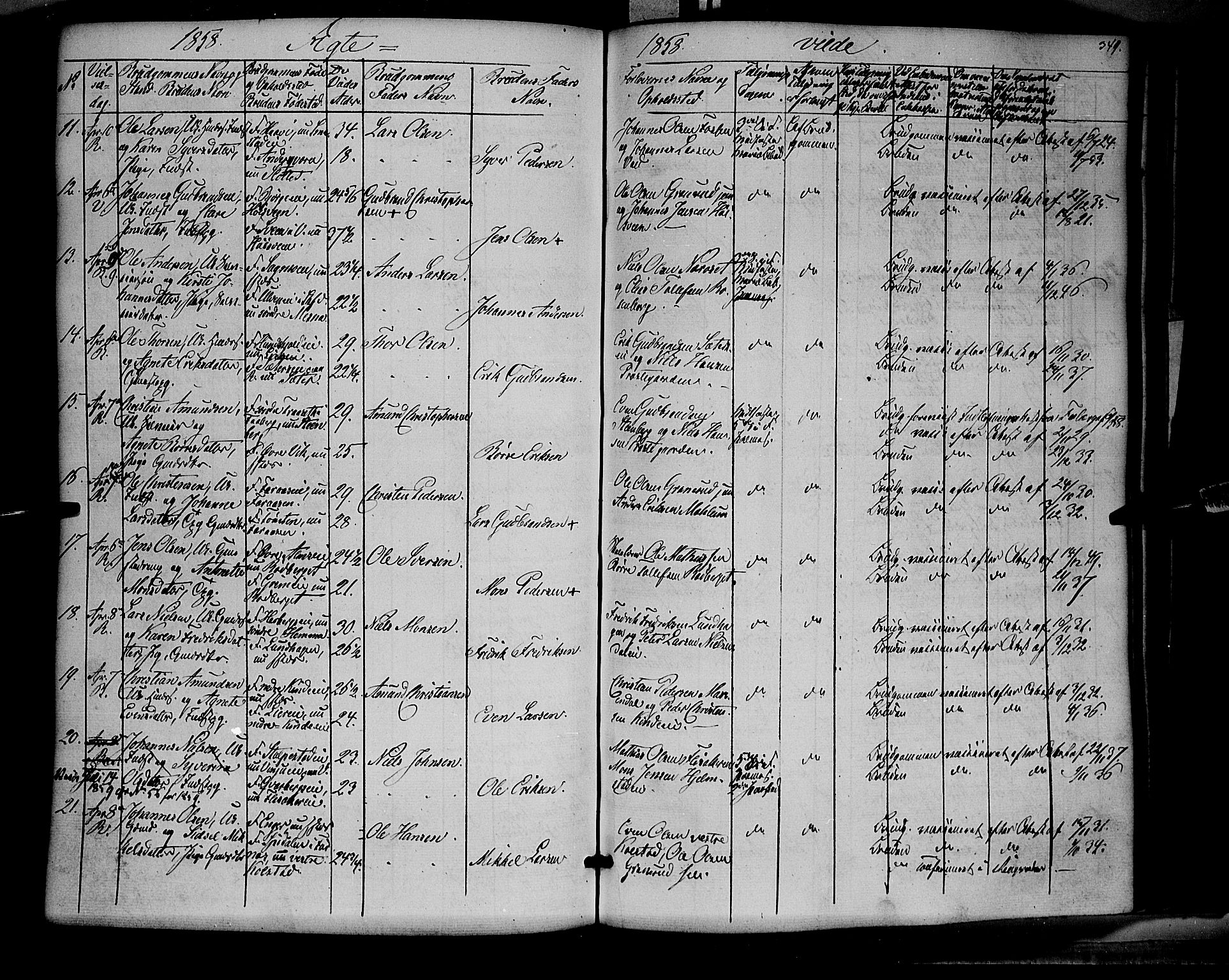 Ringsaker prestekontor, SAH/PREST-014/K/Ka/L0009: Parish register (official) no. 9, 1850-1860, p. 349