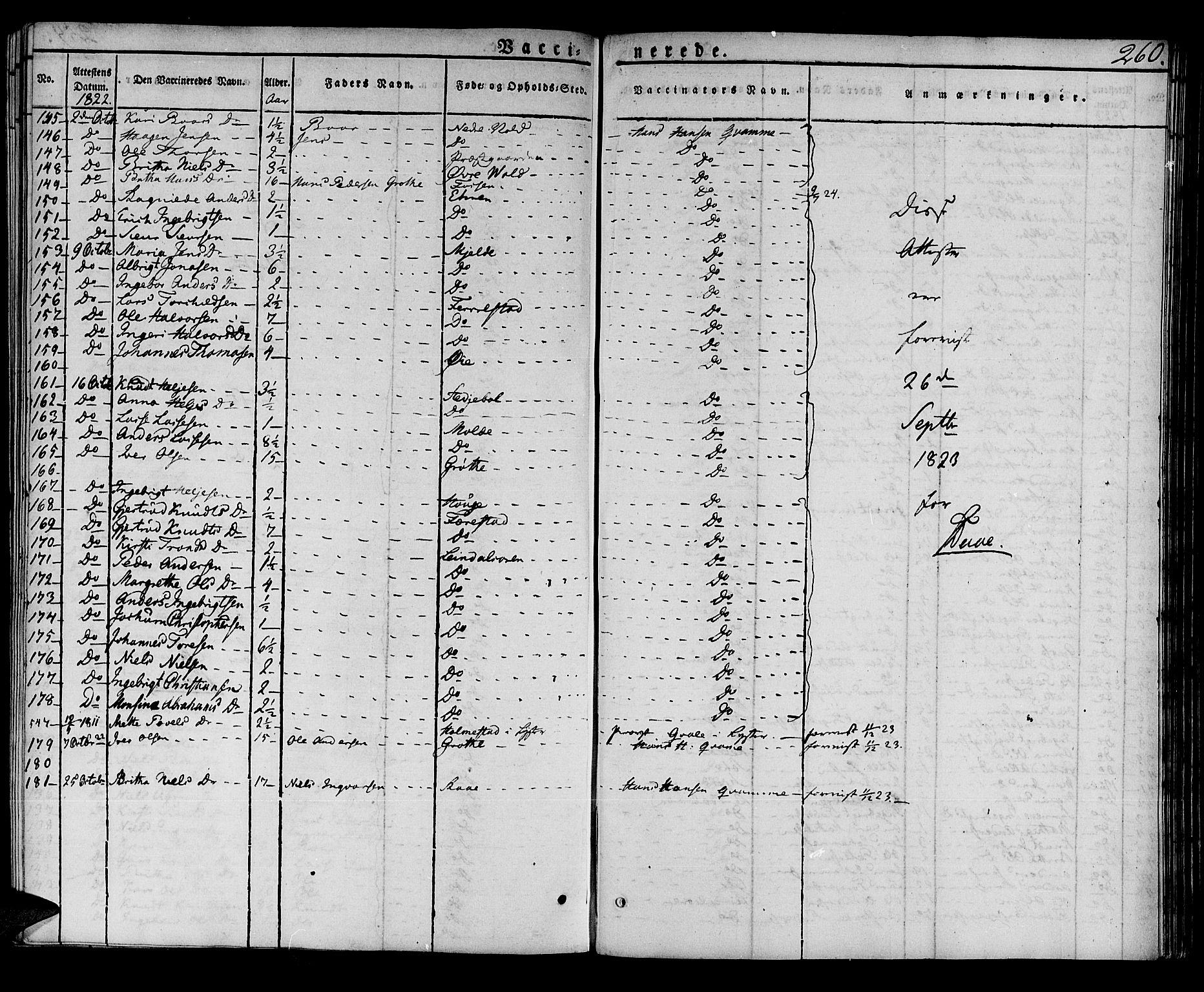 Lærdal sokneprestembete, AV/SAB-A-81201: Parish register (official) no. A 5, 1822-1834, p. 260