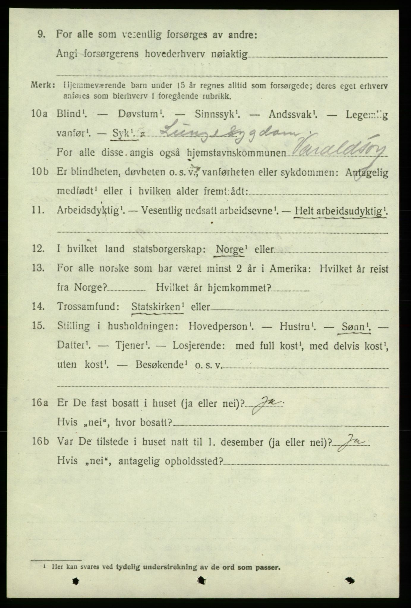 SAB, 1920 census for Varaldsøy, 1920, p. 768