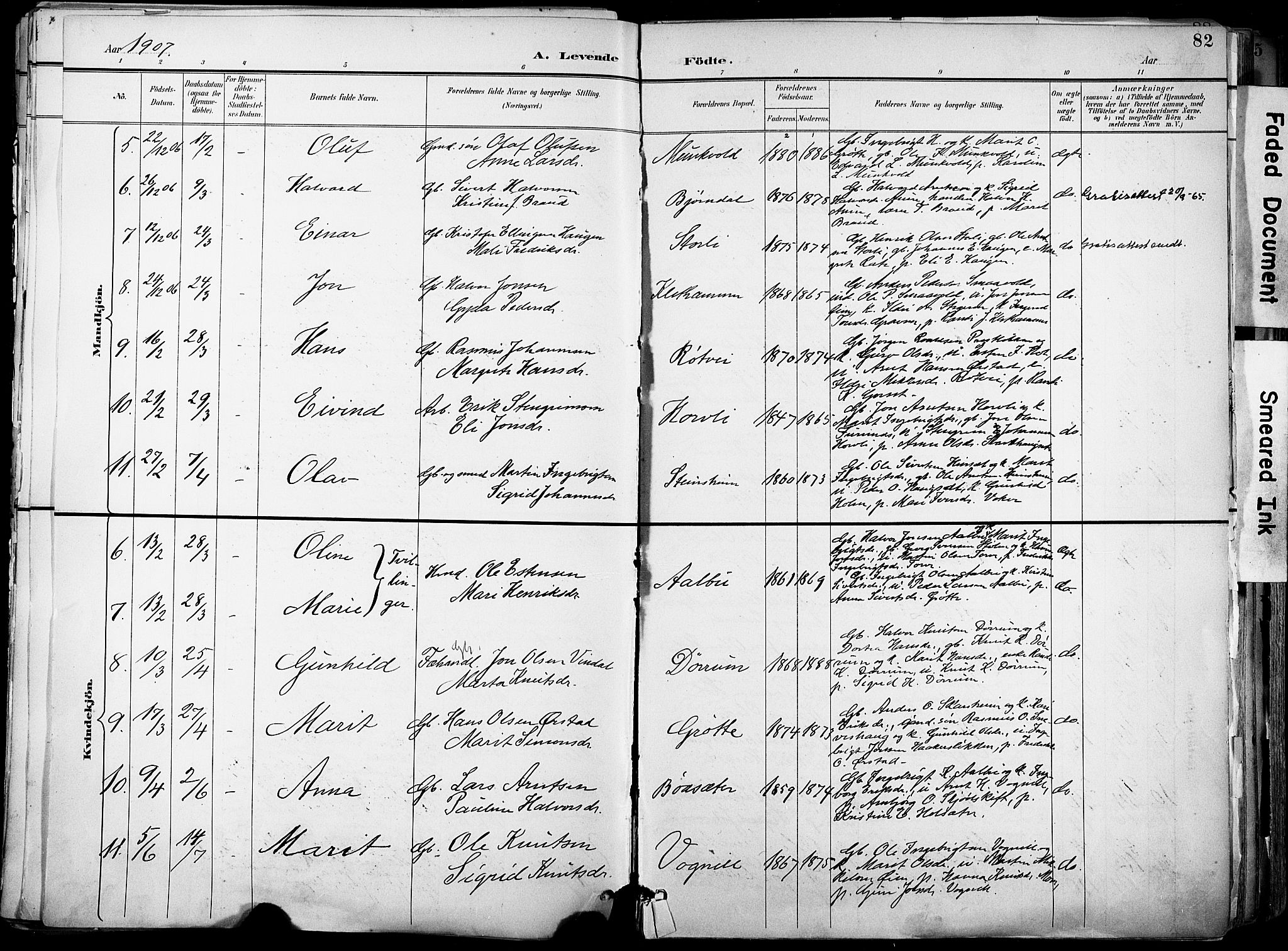 Ministerialprotokoller, klokkerbøker og fødselsregistre - Sør-Trøndelag, AV/SAT-A-1456/678/L0902: Parish register (official) no. 678A11, 1895-1911, p. 82