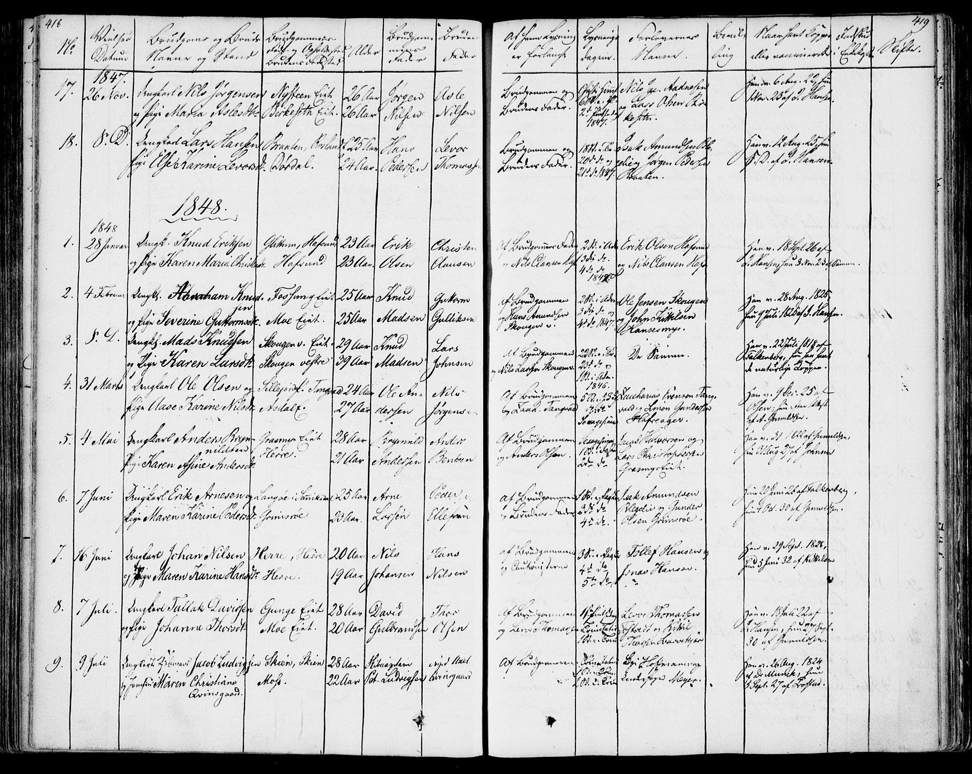Bamble kirkebøker, SAKO/A-253/F/Fa/L0004: Parish register (official) no. I 4, 1834-1853, p. 418-419