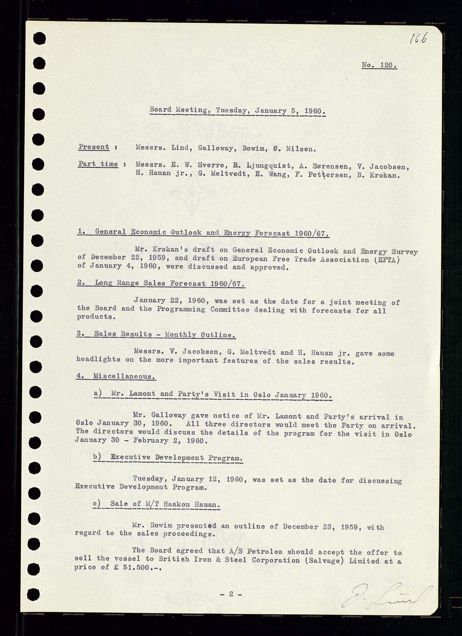 Pa 0982 - Esso Norge A/S, AV/SAST-A-100448/A/Aa/L0001/0002: Den administrerende direksjon Board minutes (styrereferater) / Den administrerende direksjon Board minutes (styrereferater), 1960-1961, p. 2