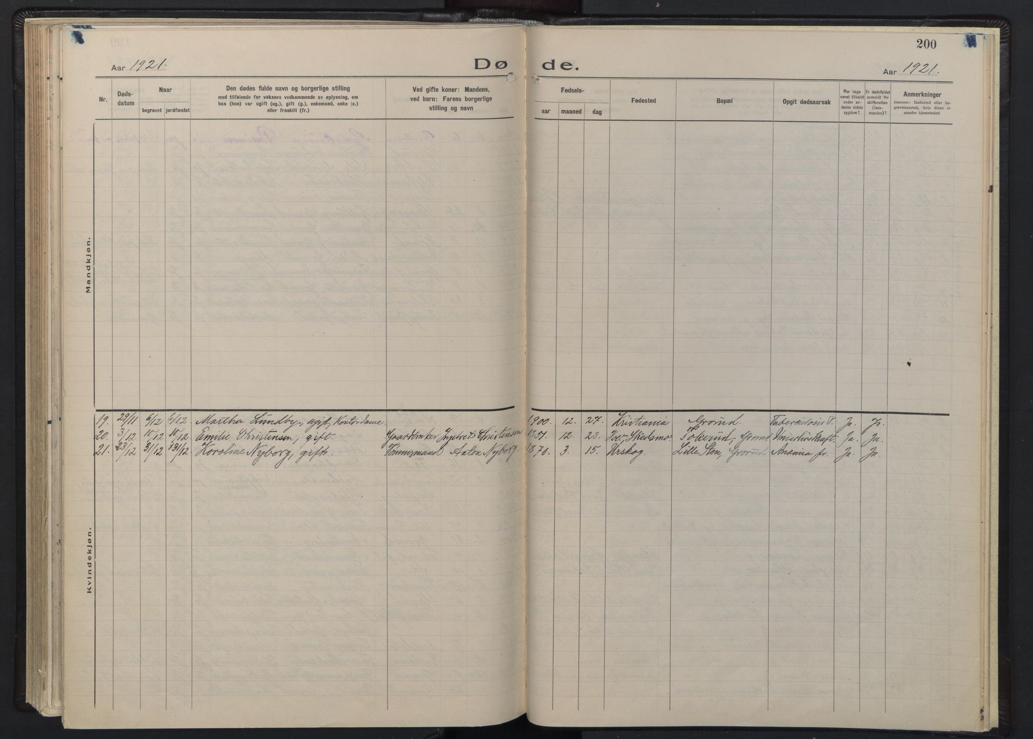 Østre Aker prestekontor Kirkebøker, SAO/A-10840/F/Fb/L0002: Parish register (official) no. II 2, 1918-1930, p. 200
