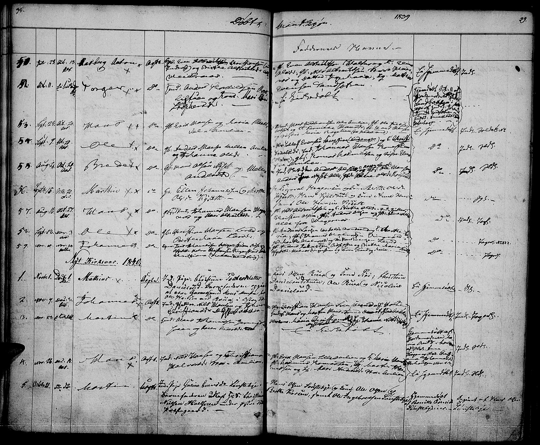 Vestre Toten prestekontor, SAH/PREST-108/H/Ha/Haa/L0003: Parish register (official) no. 3, 1836-1843, p. 38-39