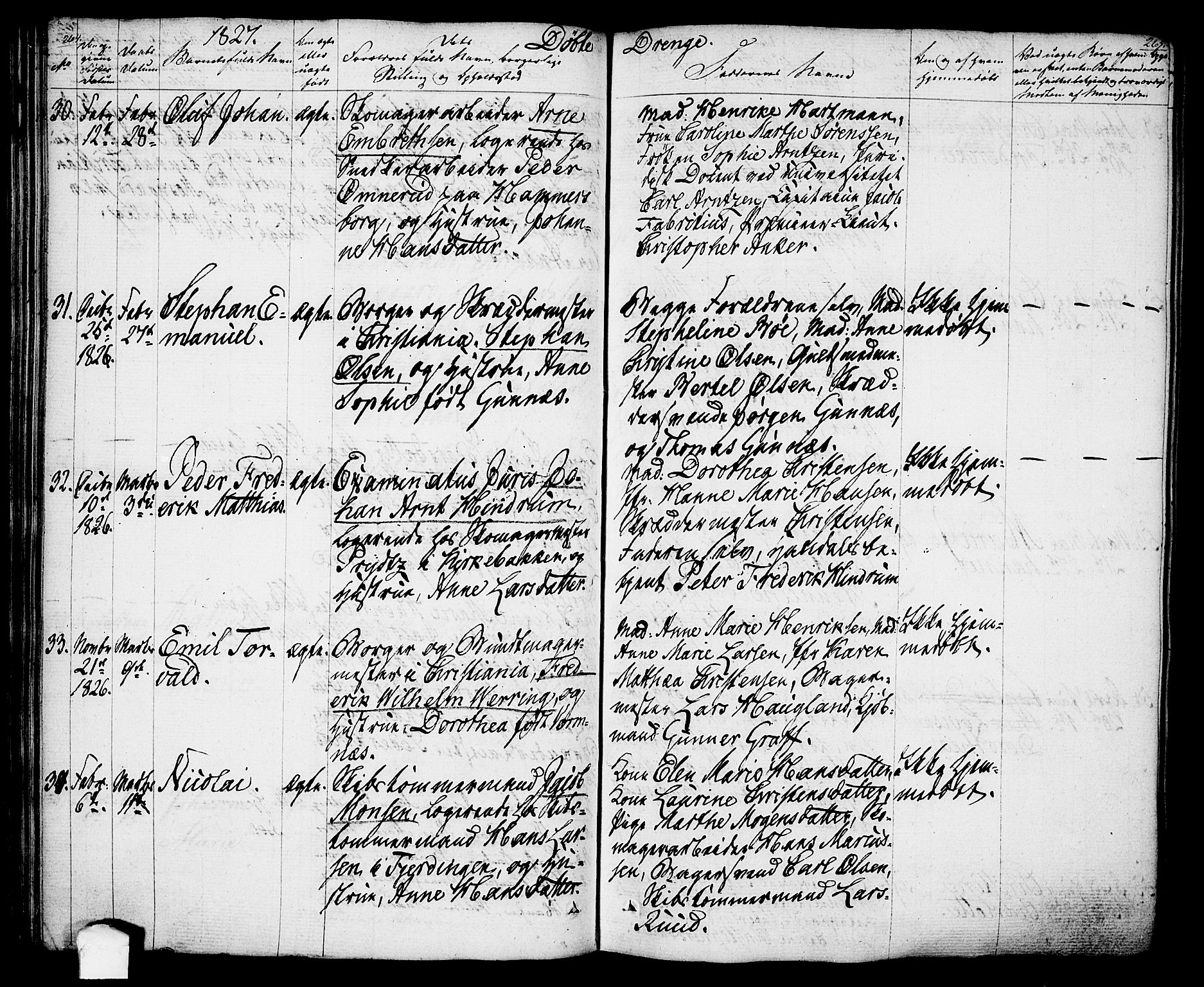 Oslo domkirke Kirkebøker, SAO/A-10752/F/Fa/L0010: Parish register (official) no. 10, 1824-1830, p. 264-265