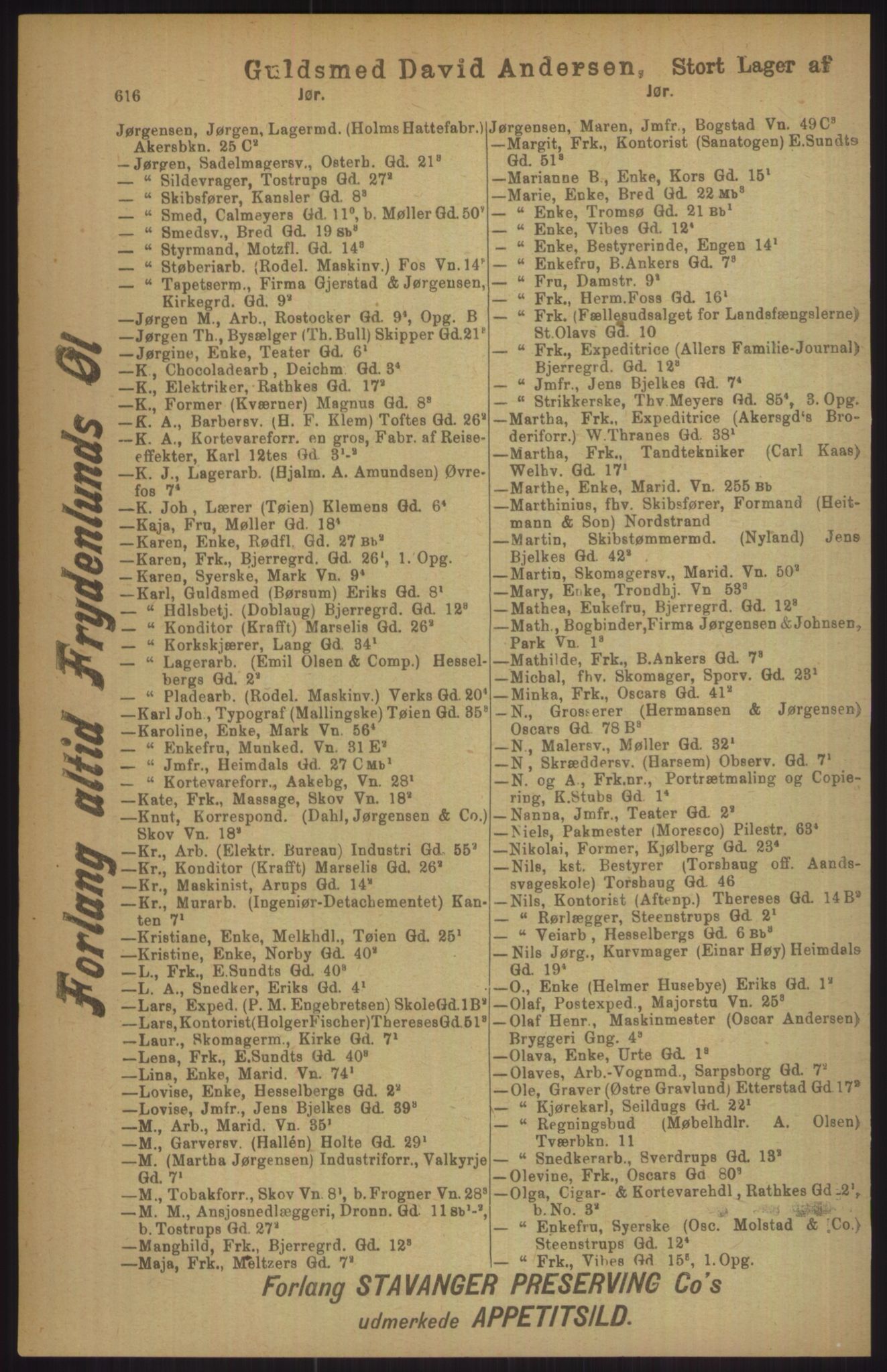 Kristiania/Oslo adressebok, PUBL/-, 1911, p. 616