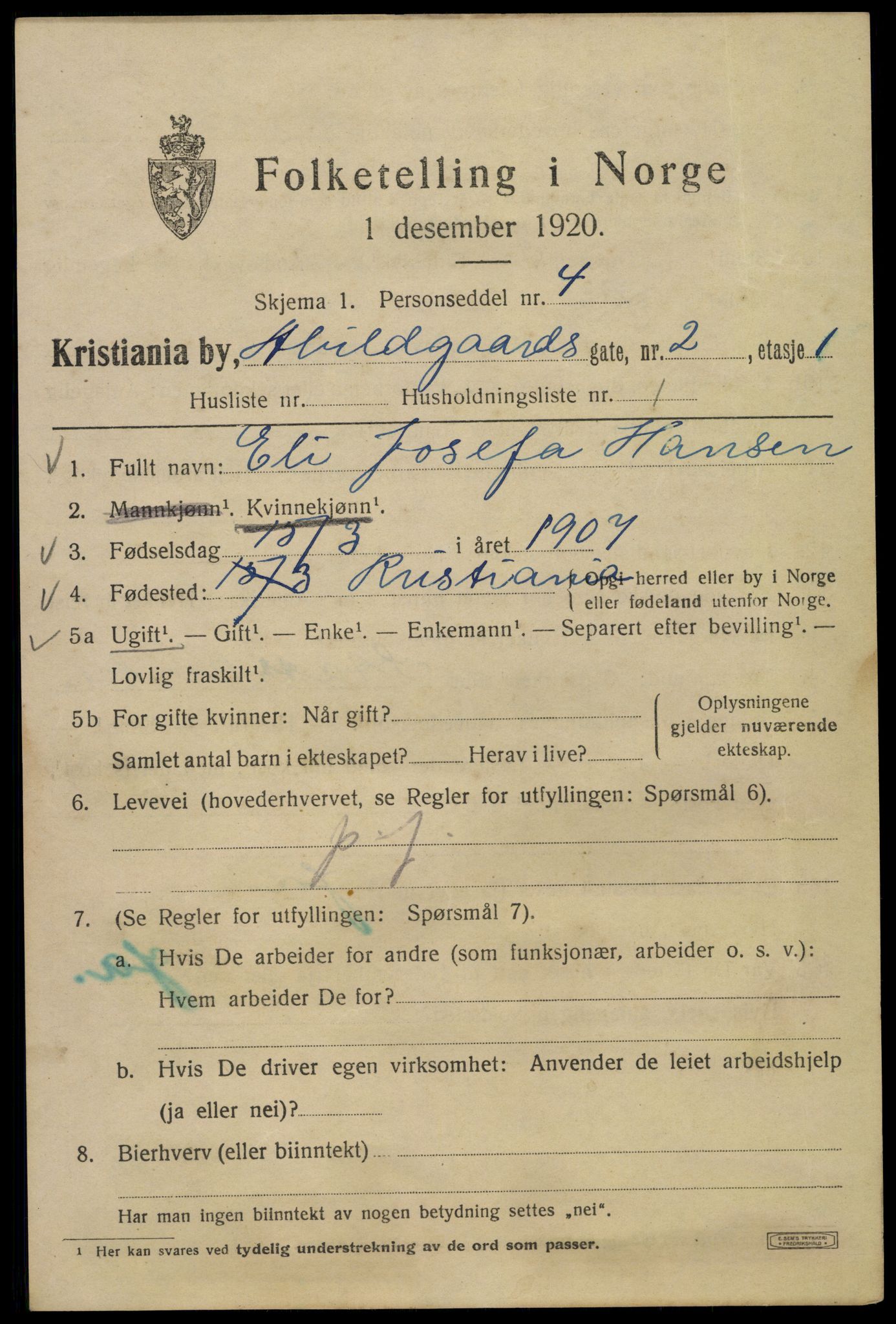 SAO, 1920 census for Kristiania, 1920, p. 136959