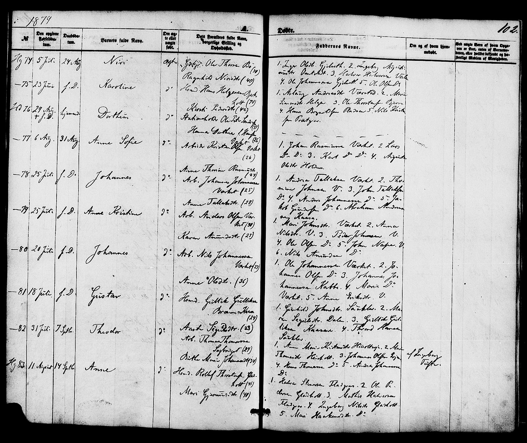 Holla kirkebøker, AV/SAKO-A-272/F/Fa/L0007: Parish register (official) no. 7, 1869-1881, p. 102