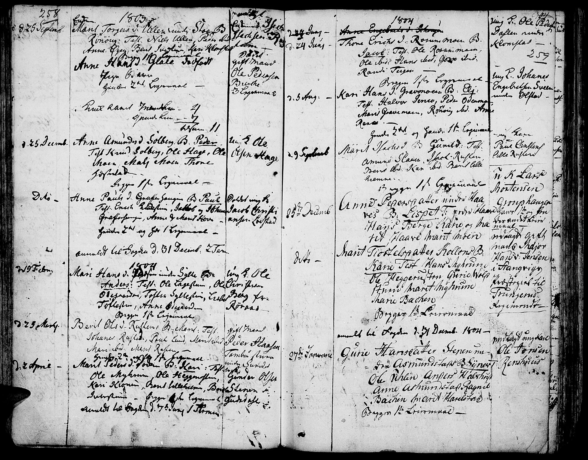 Fron prestekontor, AV/SAH-PREST-078/H/Ha/Haa/L0001: Parish register (official) no. 1, 1799-1816, p. 258-259