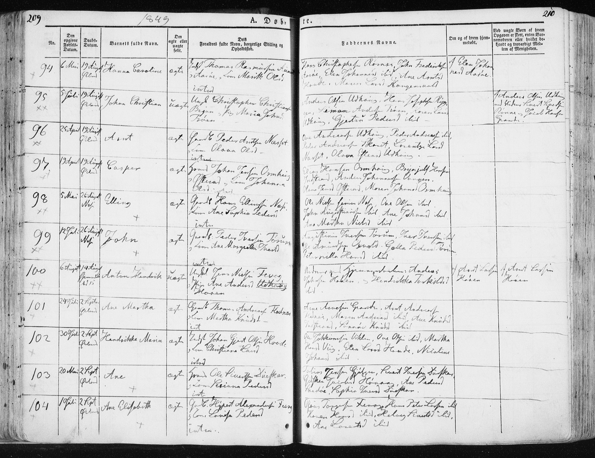 Ministerialprotokoller, klokkerbøker og fødselsregistre - Sør-Trøndelag, SAT/A-1456/659/L0736: Parish register (official) no. 659A06, 1842-1856, p. 209-210