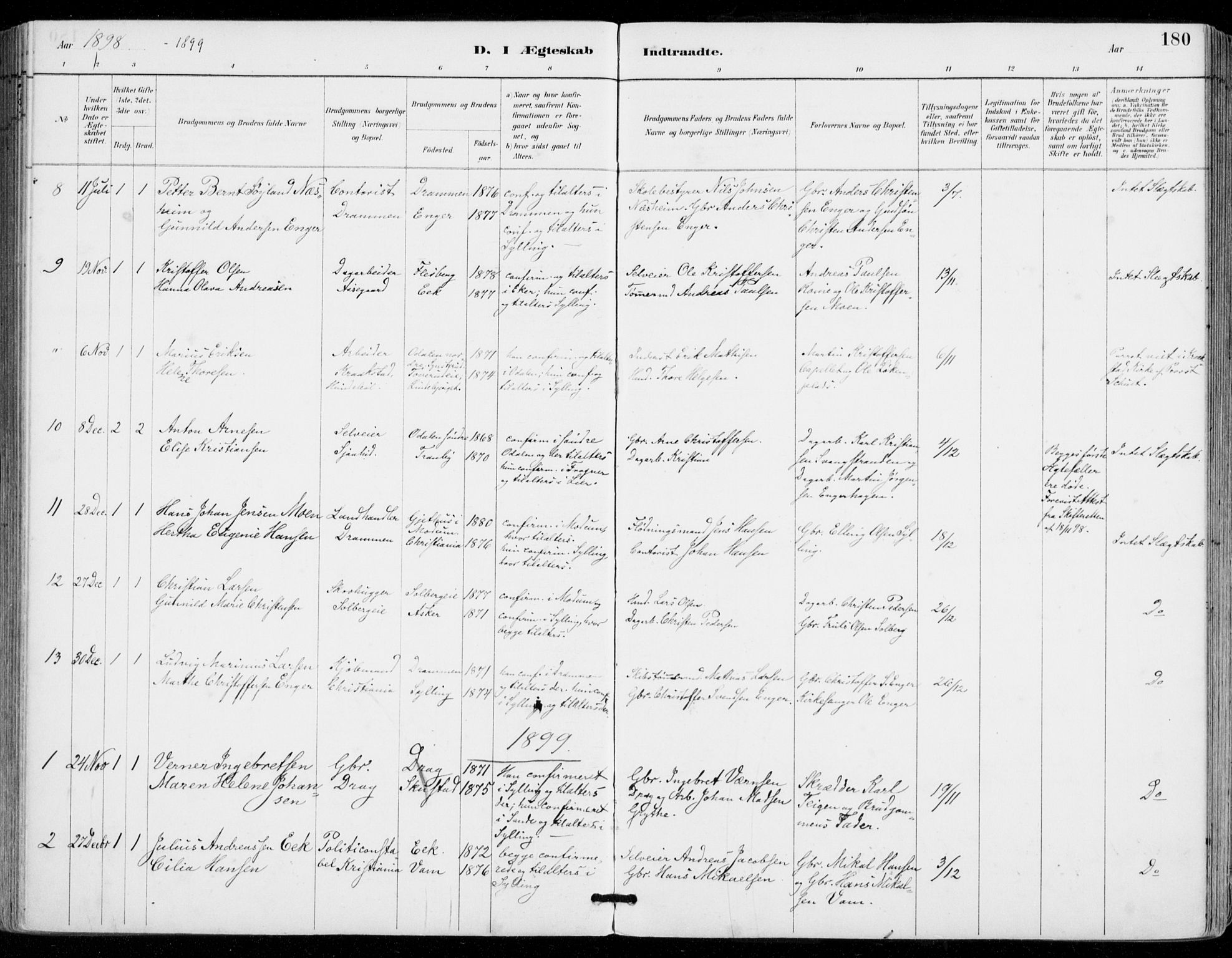 Sylling kirkebøker, AV/SAKO-A-247/F/Fa/L0001: Parish register (official) no. 1, 1883-1910, p. 180