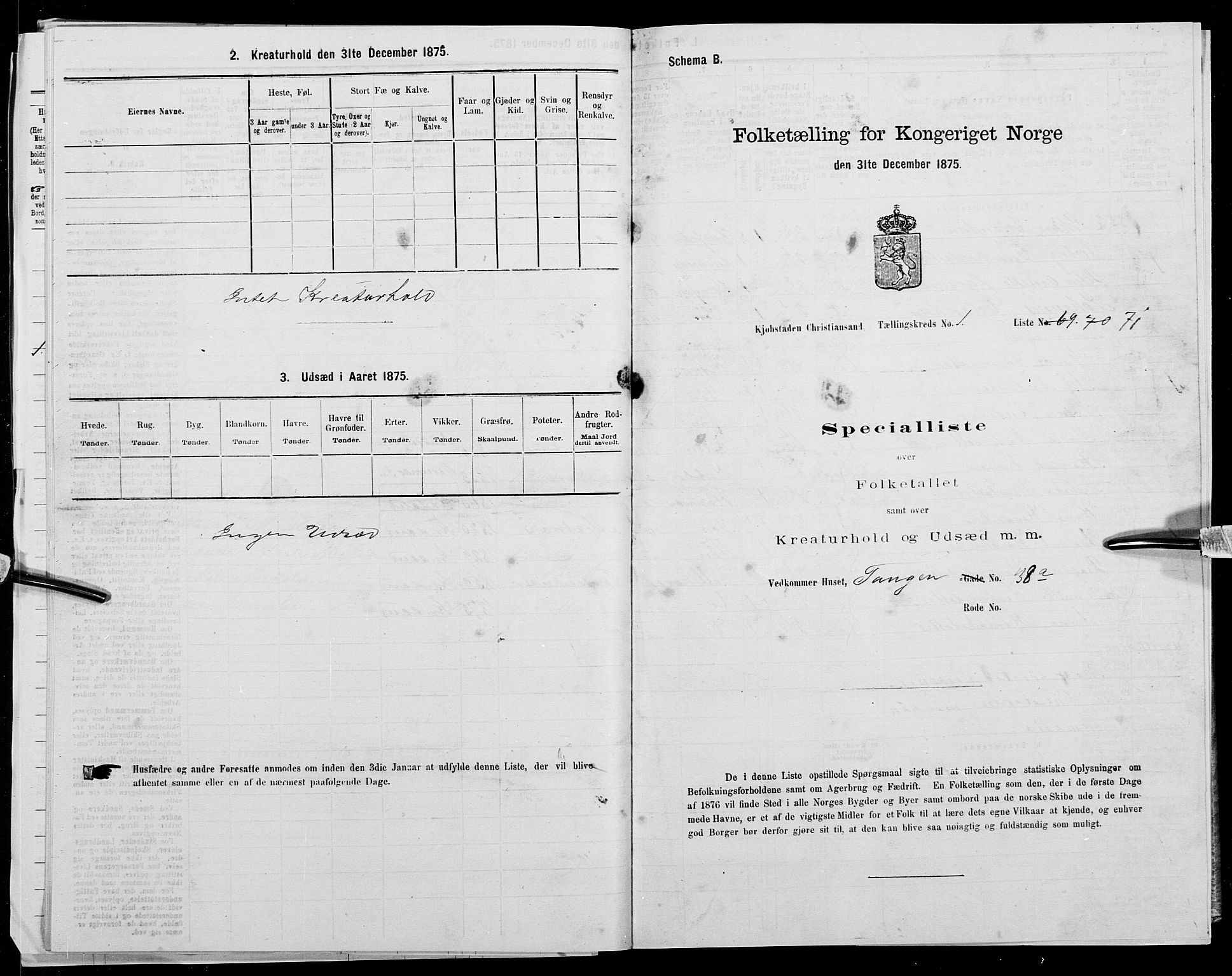 SAK, 1875 census for 1001P Kristiansand, 1875, p. 173