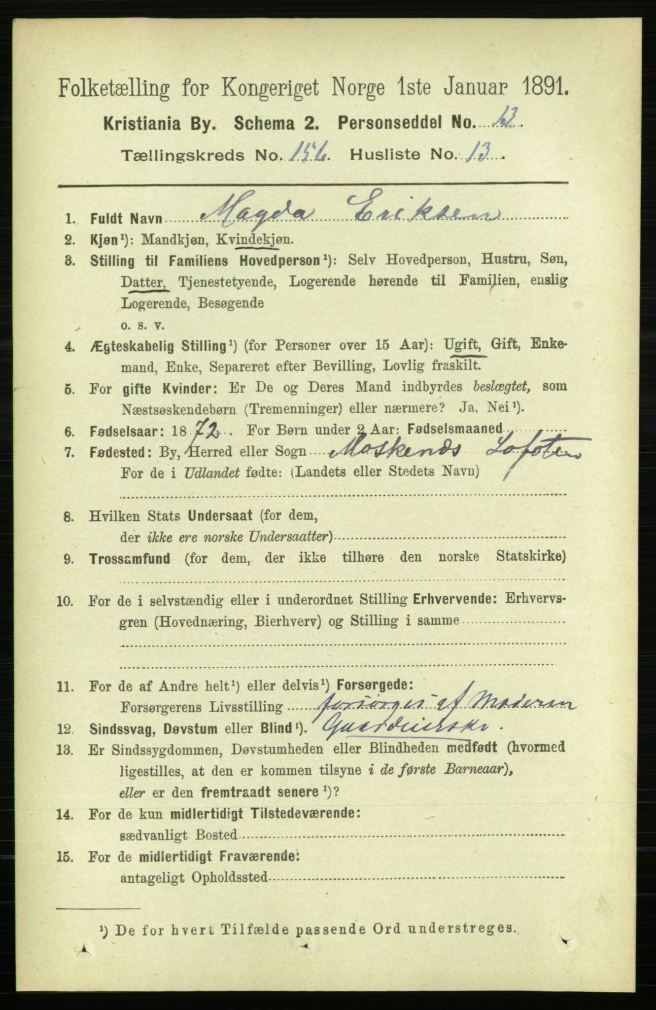 RA, 1891 census for 0301 Kristiania, 1891, p. 88907