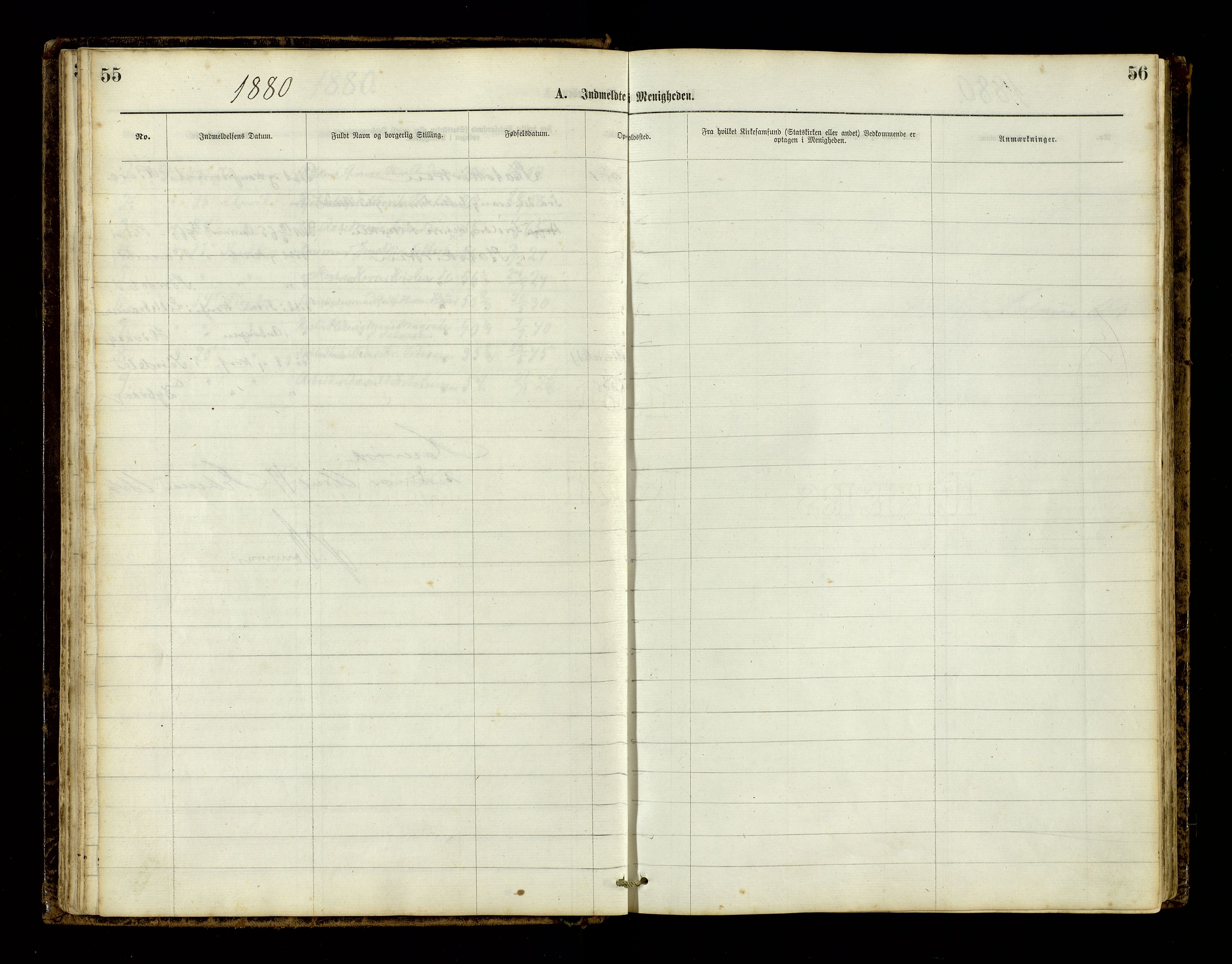 Den evangelisk-lutherske frimenighet, Risør, AV/SAK-1292-0007/F/Fa/L0001: Dissenter register no. F 17, 1877-1892, p. 55-56