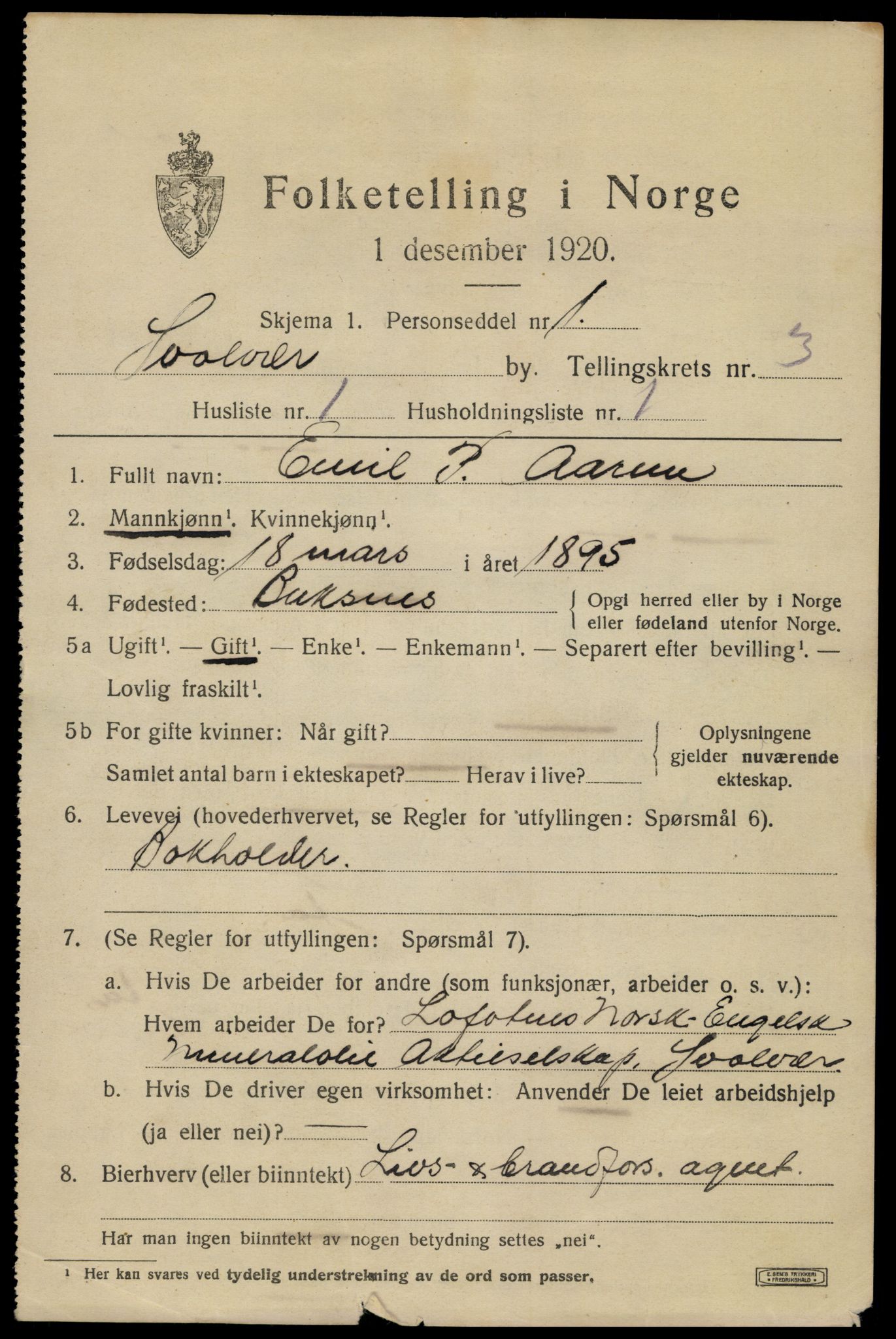 SAT, 1920 census for Svolvær, 1920, p. 3978