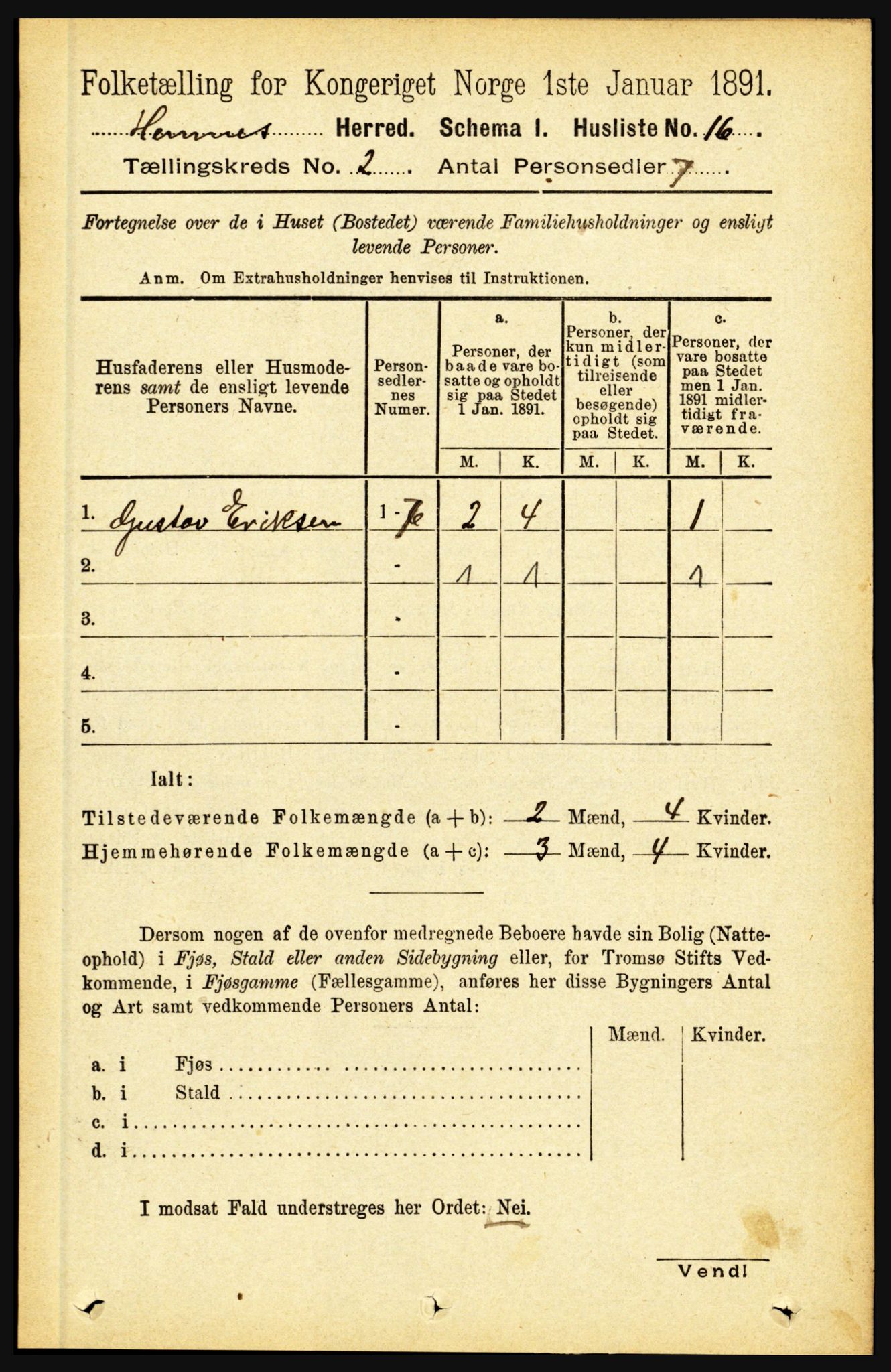 RA, 1891 census for 1832 Hemnes, 1891, p. 1228