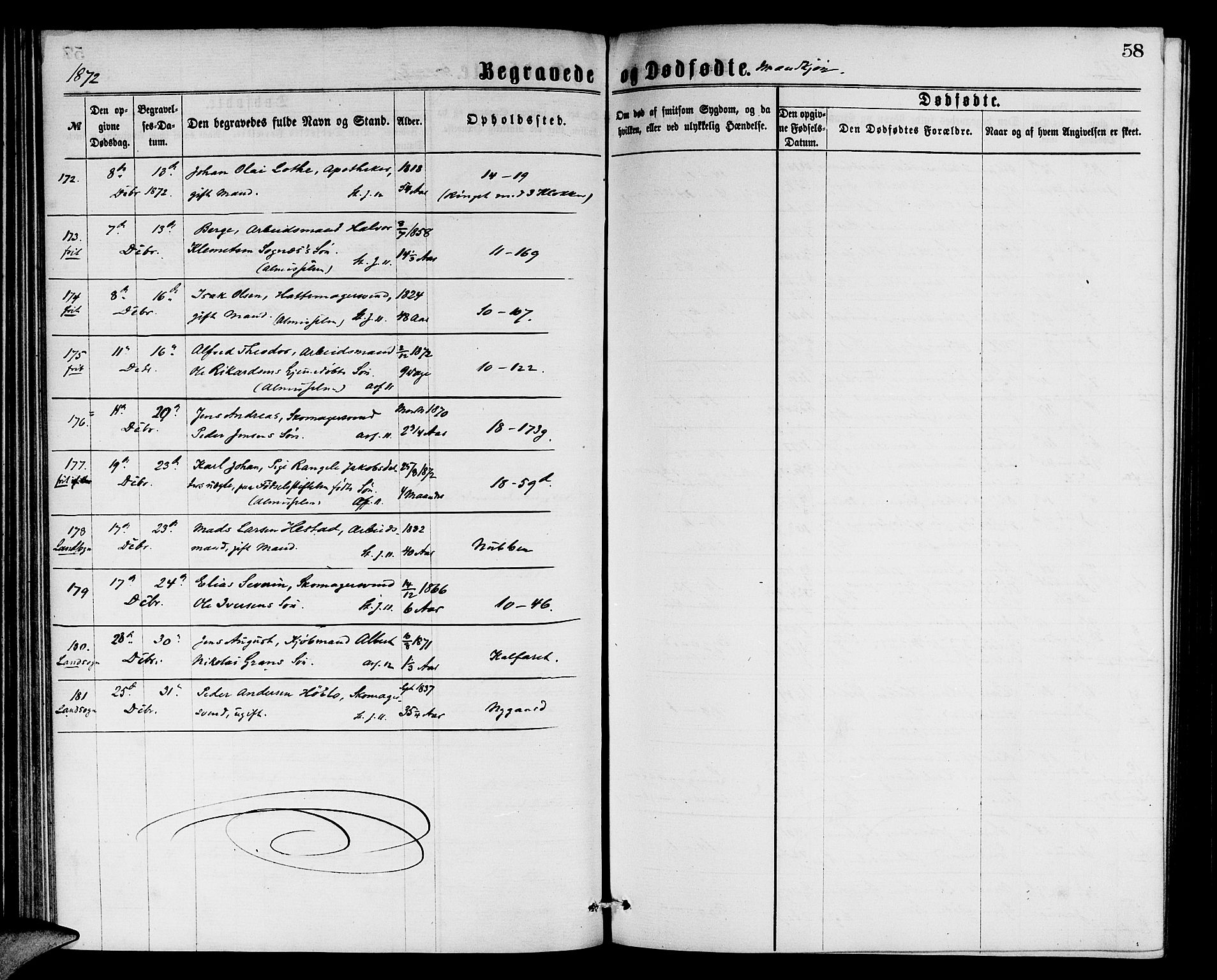 Domkirken sokneprestembete, AV/SAB-A-74801/H/Hab/L0040: Parish register (copy) no. E 4, 1868-1877, p. 58