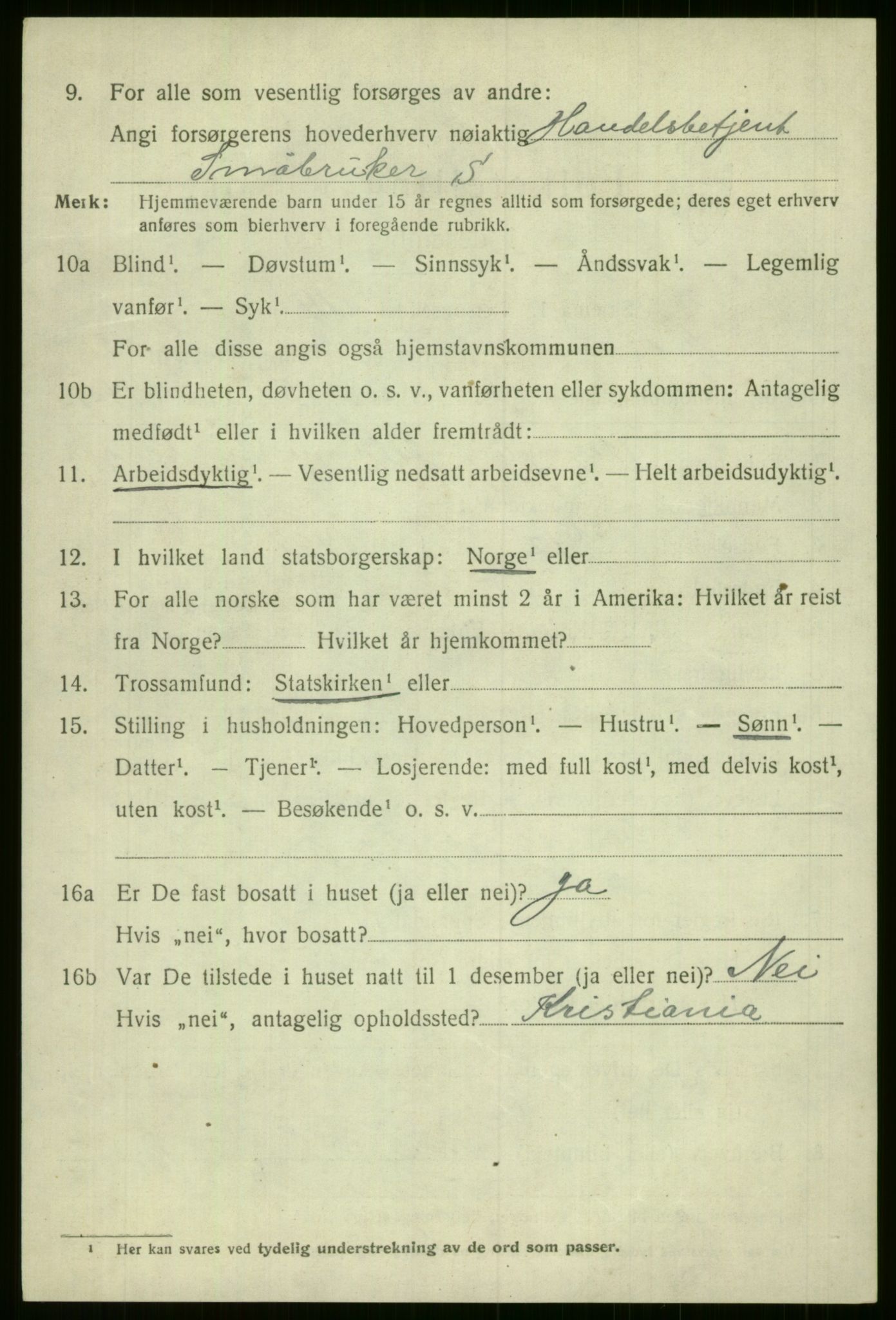 SAB, 1920 census for Voss, 1920, p. 3522