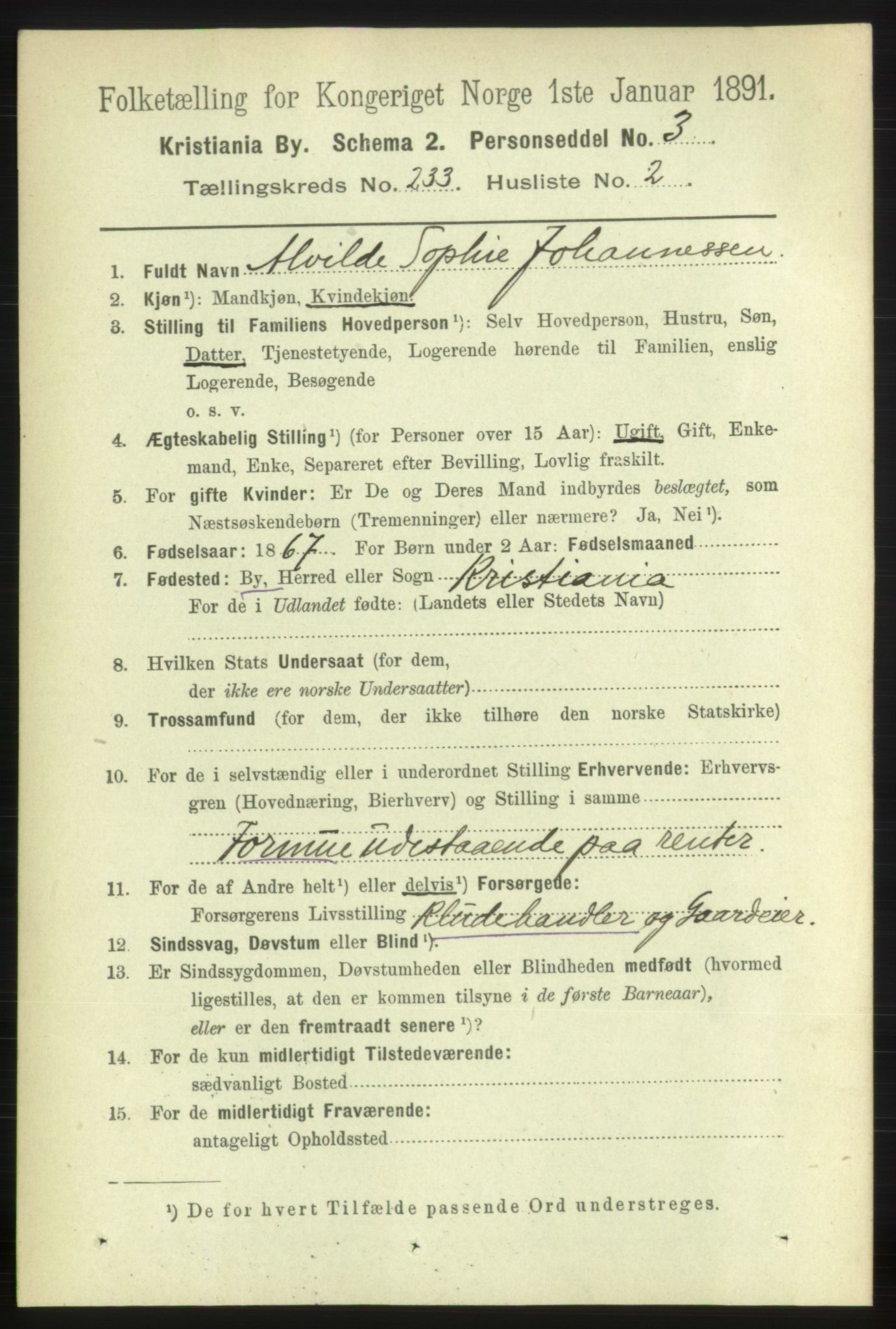 RA, 1891 census for 0301 Kristiania, 1891, p. 143066