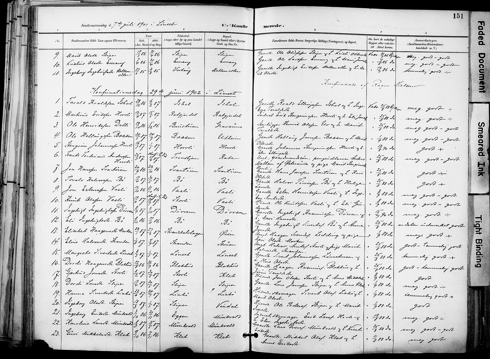 Ministerialprotokoller, klokkerbøker og fødselsregistre - Sør-Trøndelag, SAT/A-1456/678/L0902: Parish register (official) no. 678A11, 1895-1911, p. 151