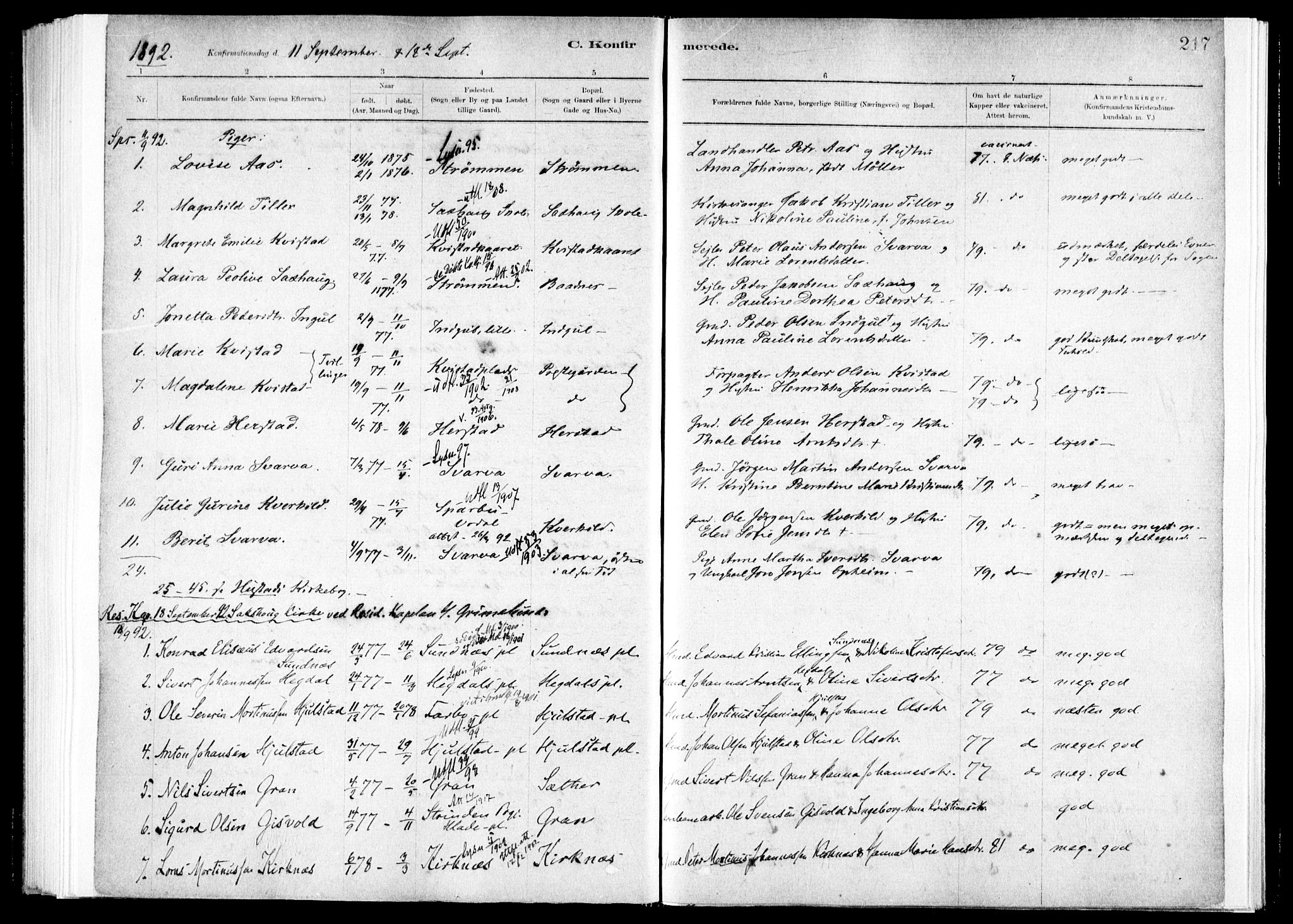 Ministerialprotokoller, klokkerbøker og fødselsregistre - Nord-Trøndelag, SAT/A-1458/730/L0285: Parish register (official) no. 730A10, 1879-1914, p. 217