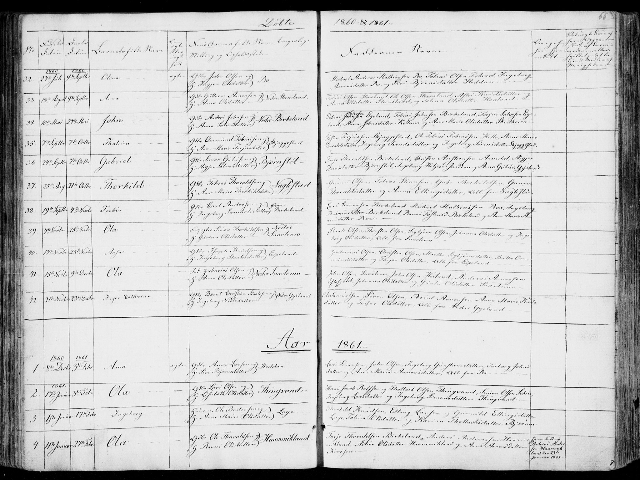 Hægebostad sokneprestkontor, AV/SAK-1111-0024/F/Fa/Faa/L0004: Parish register (official) no. A 4, 1834-1864, p. 66