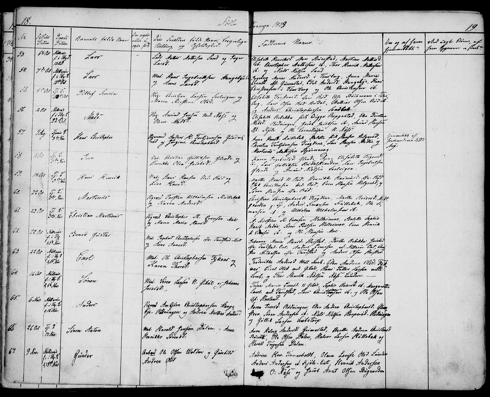 Nøtterøy kirkebøker, AV/SAKO-A-354/F/Fa/L0005: Parish register (official) no. I 5, 1839-1852, p. 18-19