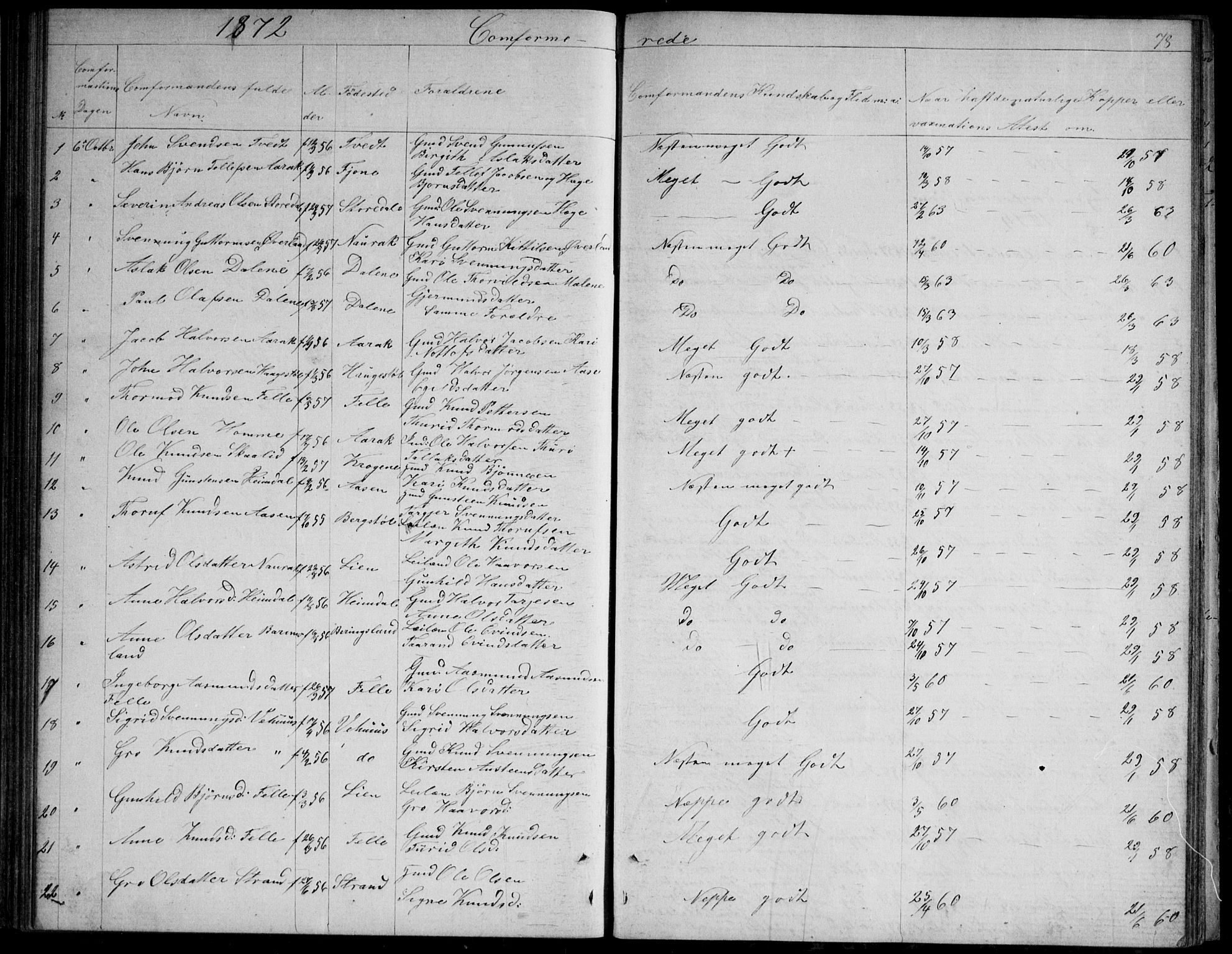 Nissedal kirkebøker, SAKO/A-288/G/Gb/L0002: Parish register (copy) no. II 2, 1863-1892, p. 78