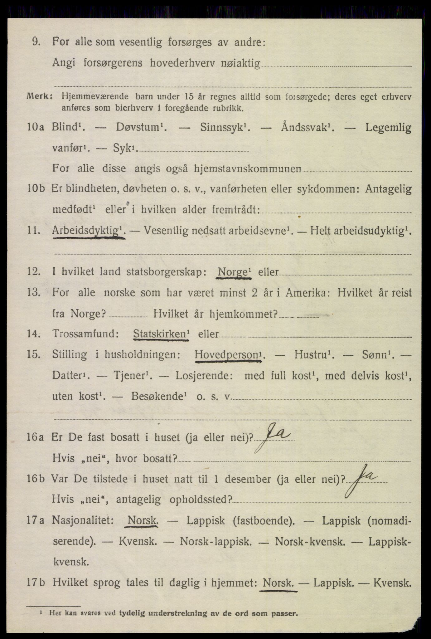 SAT, 1920 census for Verdal, 1920, p. 9186