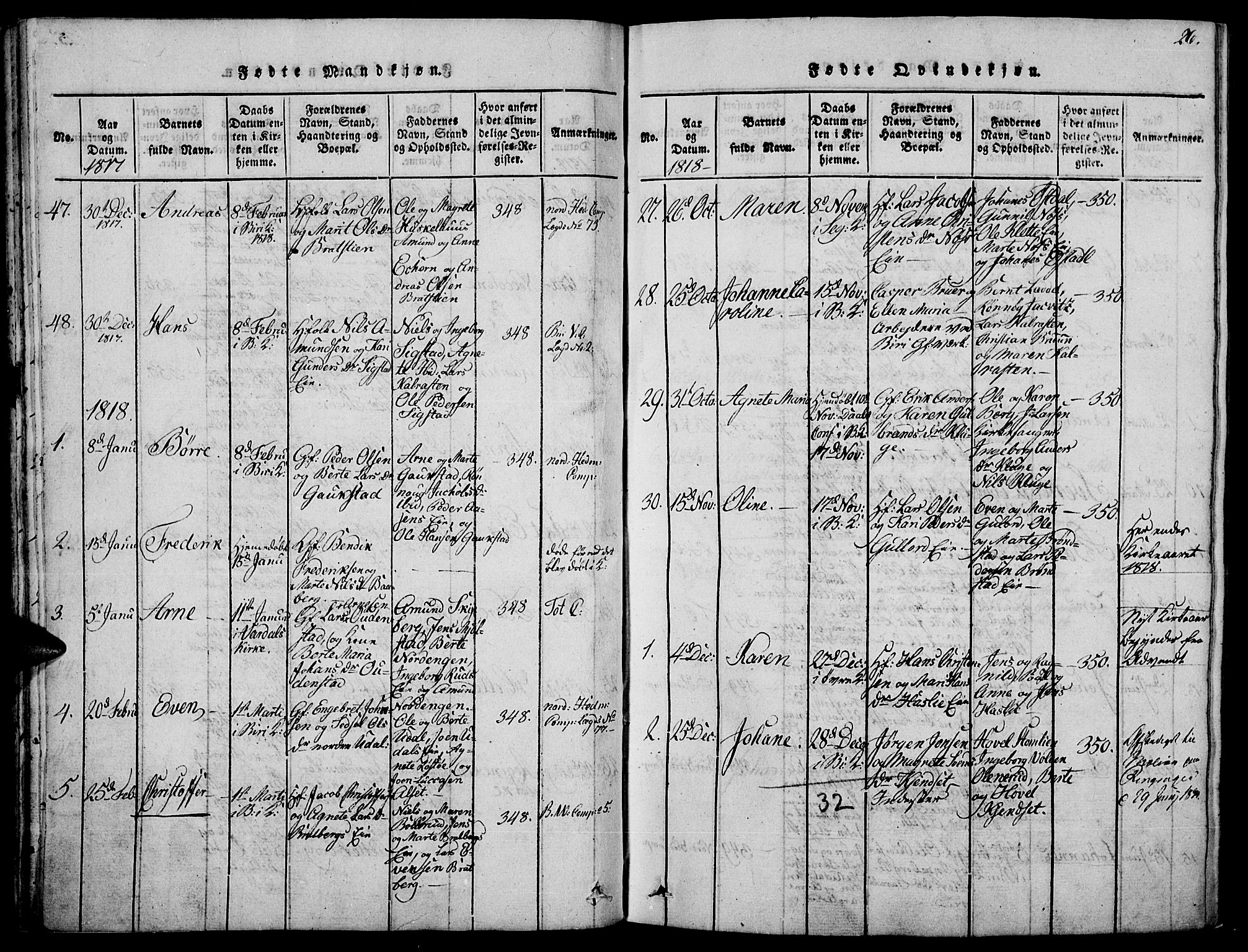Biri prestekontor, SAH/PREST-096/H/Ha/Haa/L0003: Parish register (official) no. 3, 1814-1828, p. 26