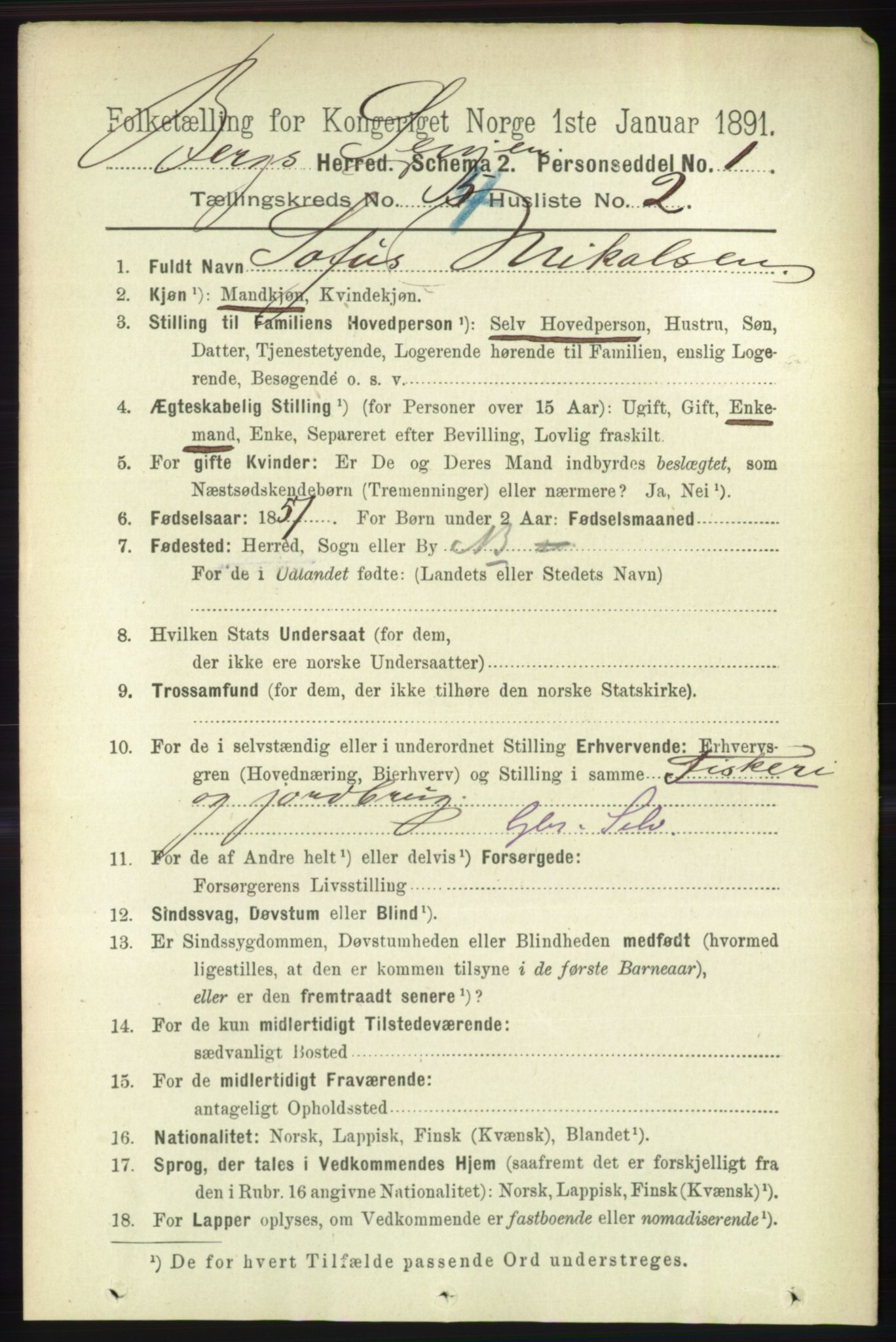 RA, 1891 census for 1929 Berg, 1891, p. 1650