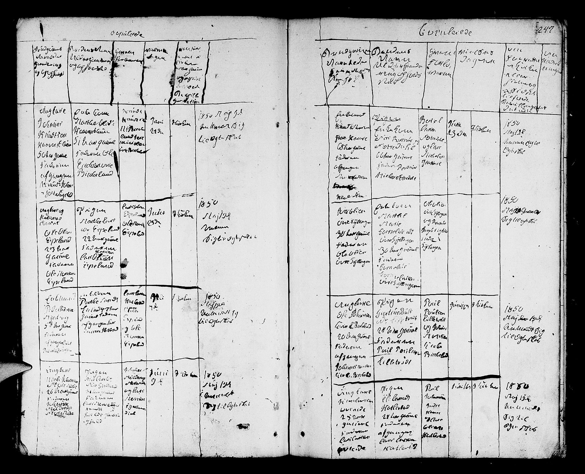 Fana Sokneprestembete, AV/SAB-A-75101/H/Hab/Habb/L0001: Parish register (copy) no. B 1, 1837-1855, p. 247