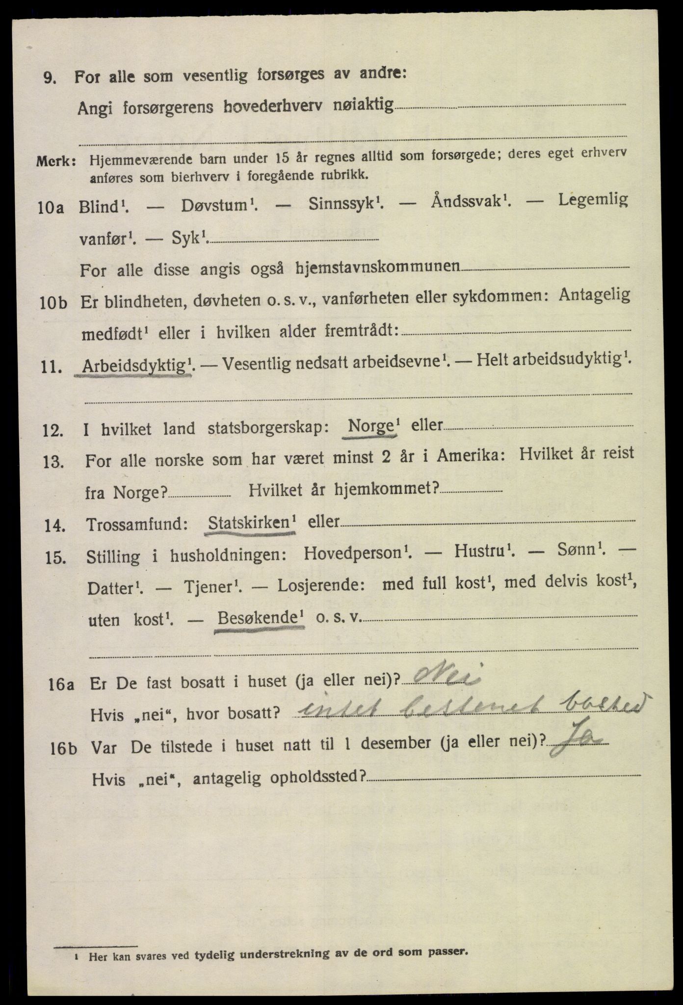 SAK, 1920 census for Åseral, 1920, p. 1153