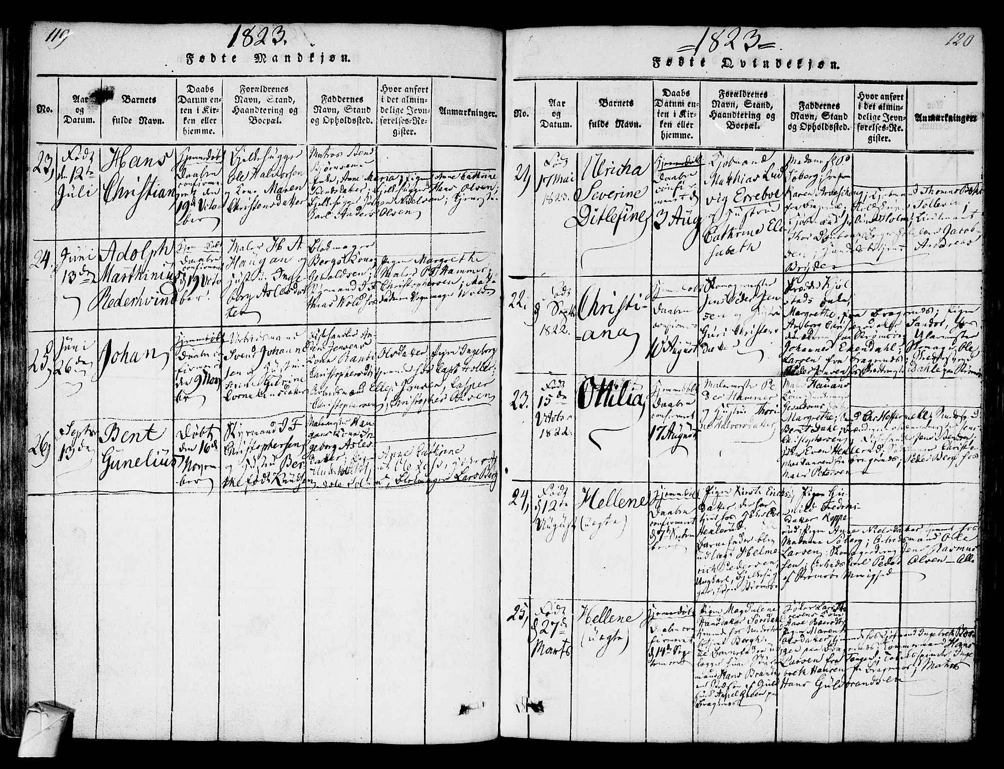 Strømsø kirkebøker, AV/SAKO-A-246/F/Fa/L0011: Parish register (official) no. I 11, 1815-1829, p. 119-120