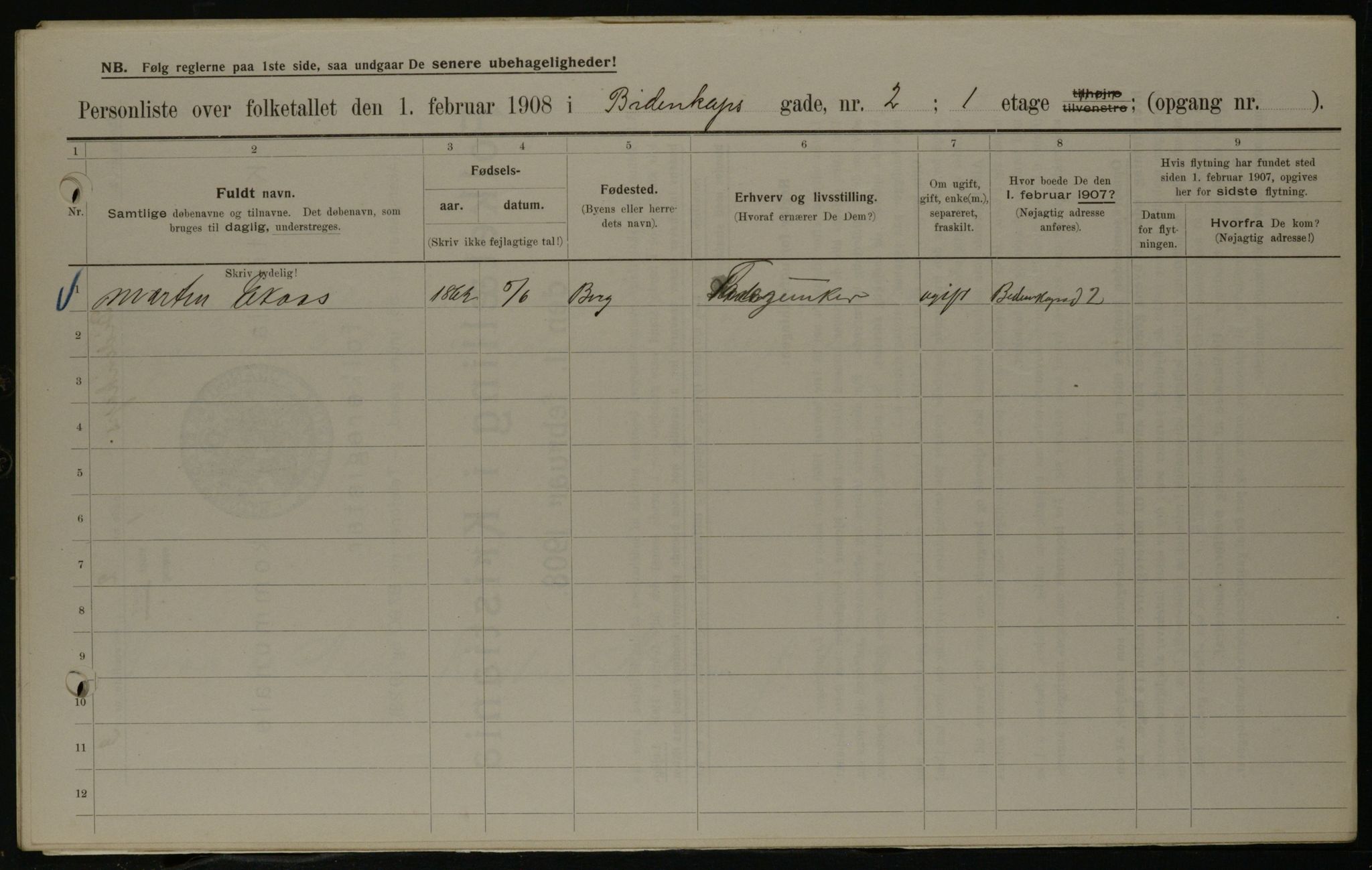 OBA, Municipal Census 1908 for Kristiania, 1908, p. 4688