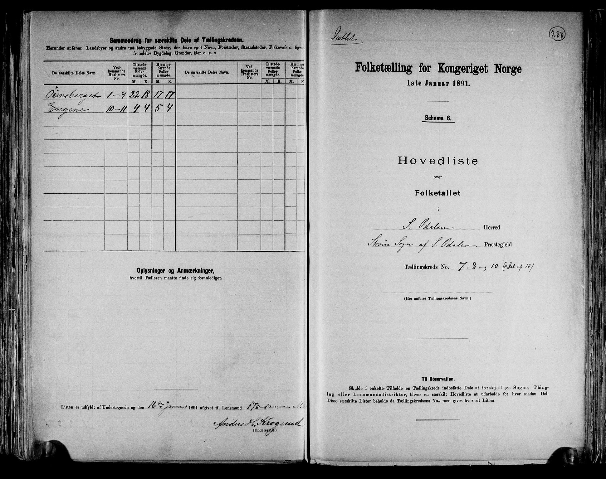 RA, 1891 census for 0419 Sør-Odal, 1891, p. 51