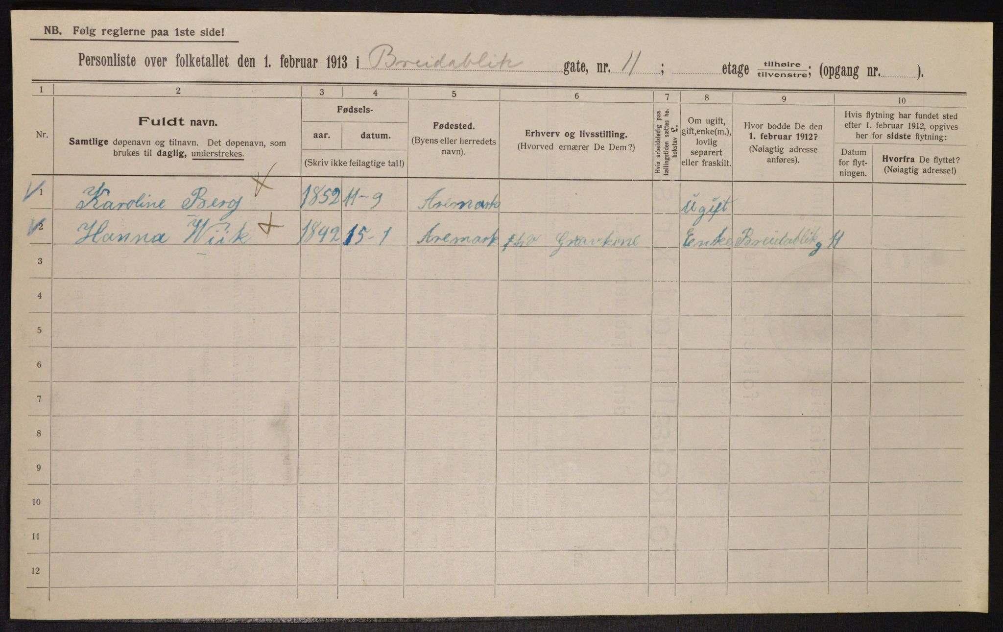 OBA, Municipal Census 1913 for Kristiania, 1913, p. 8028