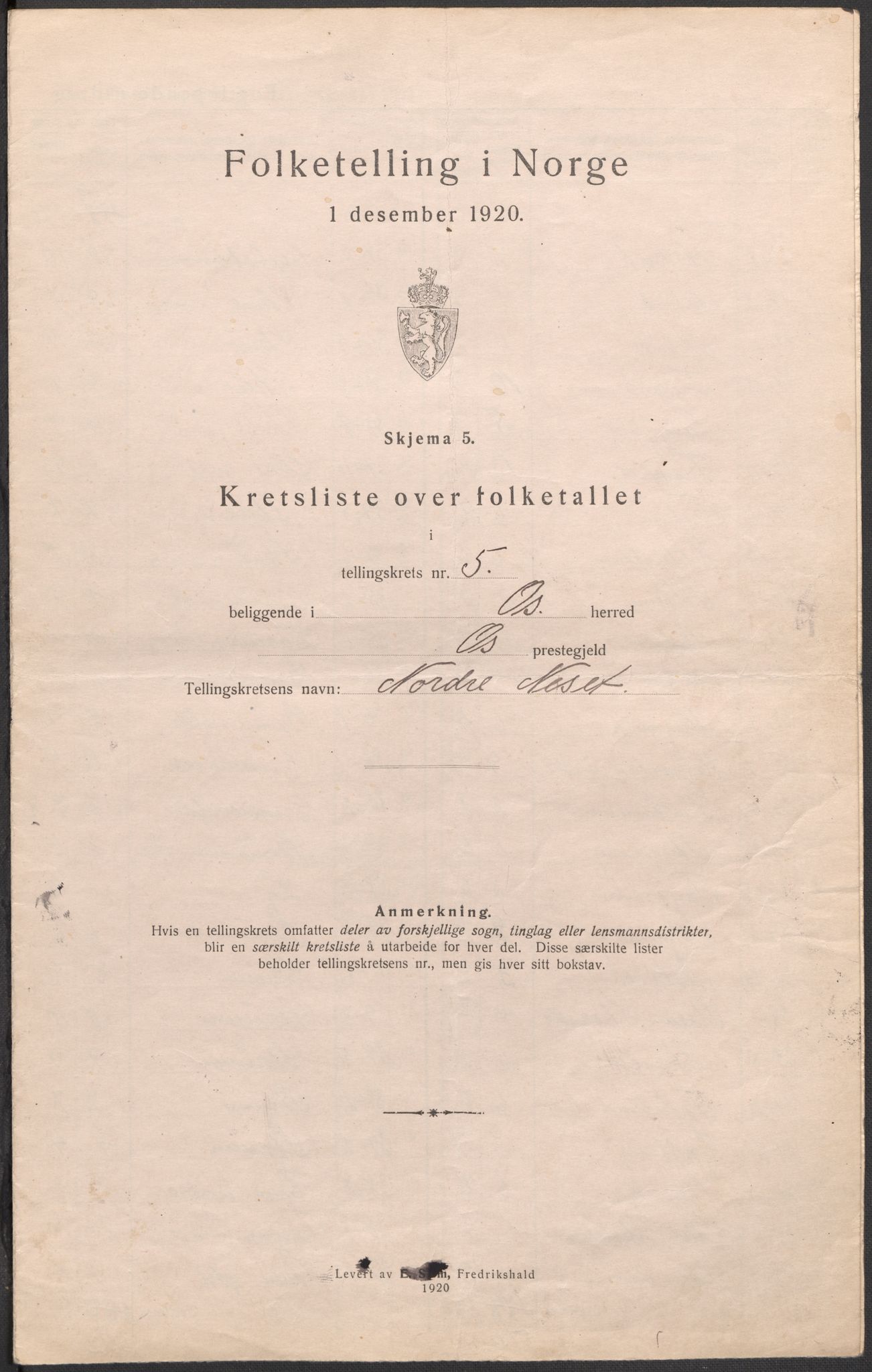 SAB, 1920 census for Os, 1920, p. 17