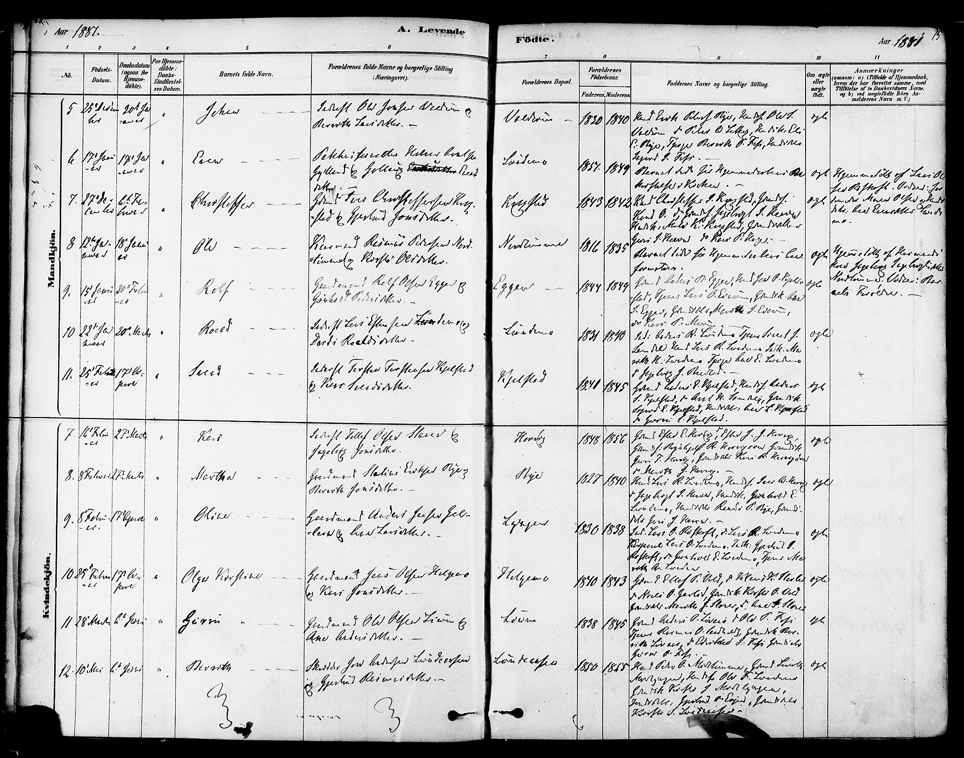 Ministerialprotokoller, klokkerbøker og fødselsregistre - Sør-Trøndelag, SAT/A-1456/692/L1105: Parish register (official) no. 692A05, 1878-1890, p. 15